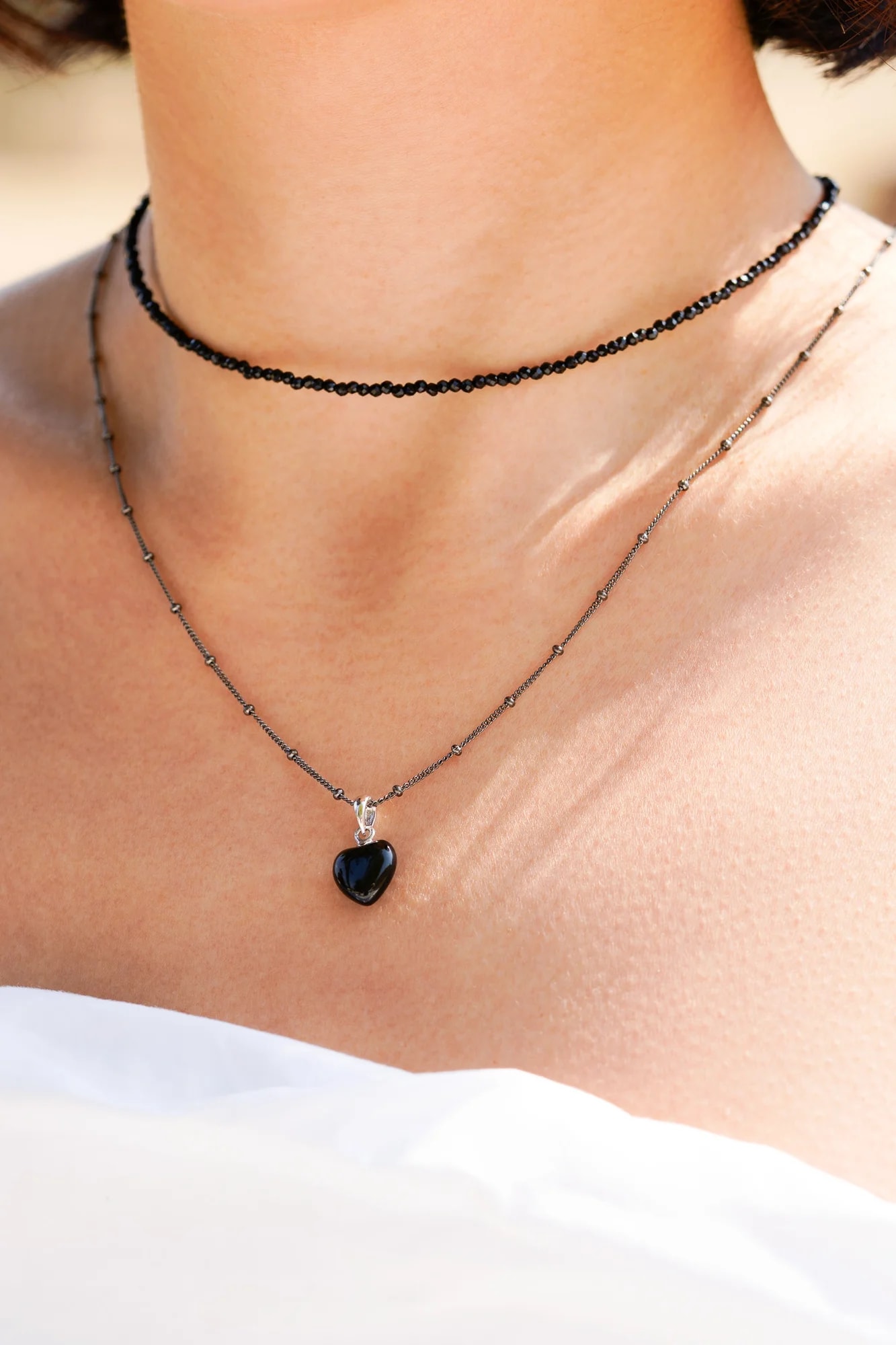 흑요석 Black Obsidian 하트 실버 펜던트