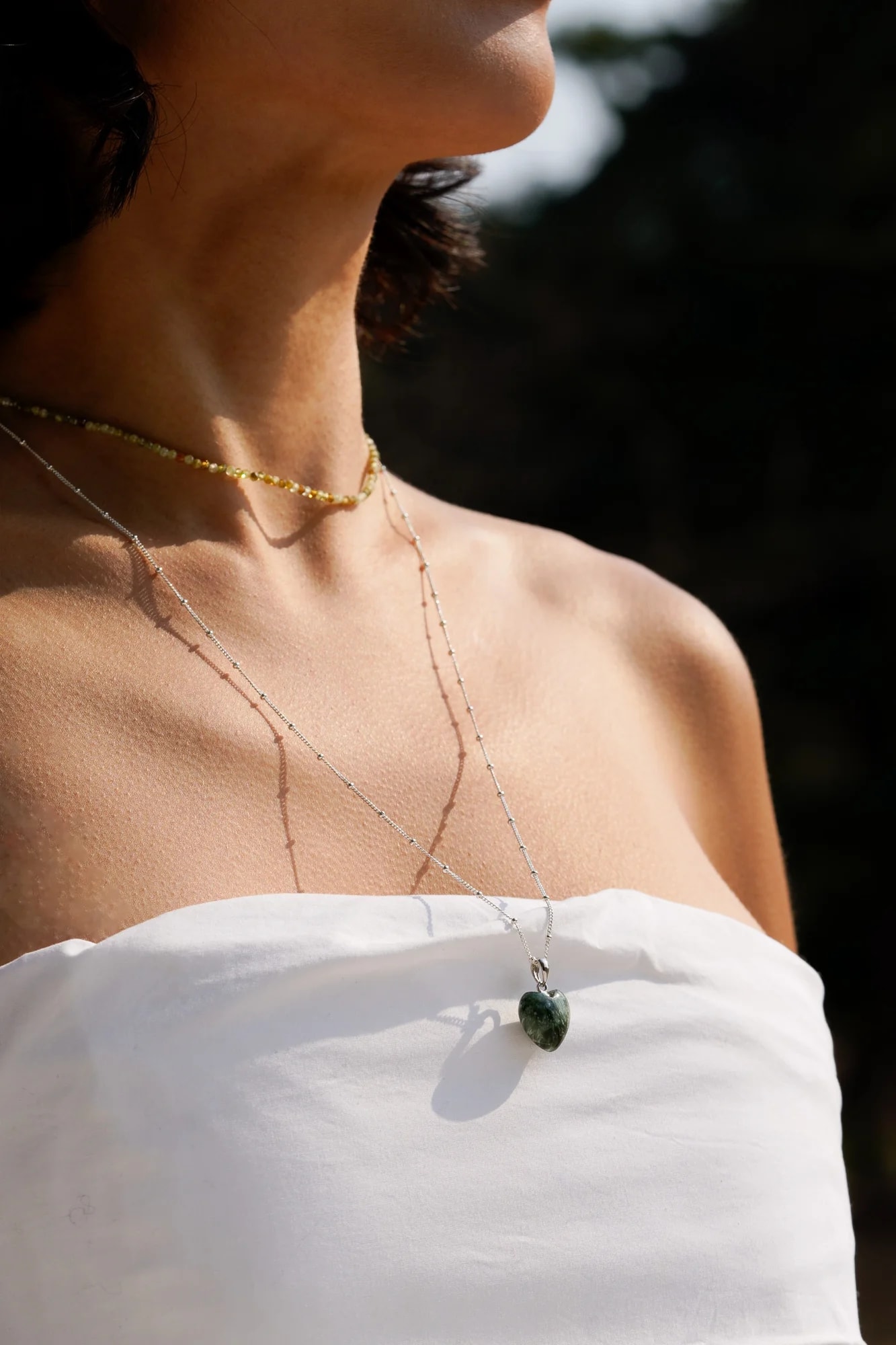 그린 가넷 Green Garnet 실버 초커 목걸이