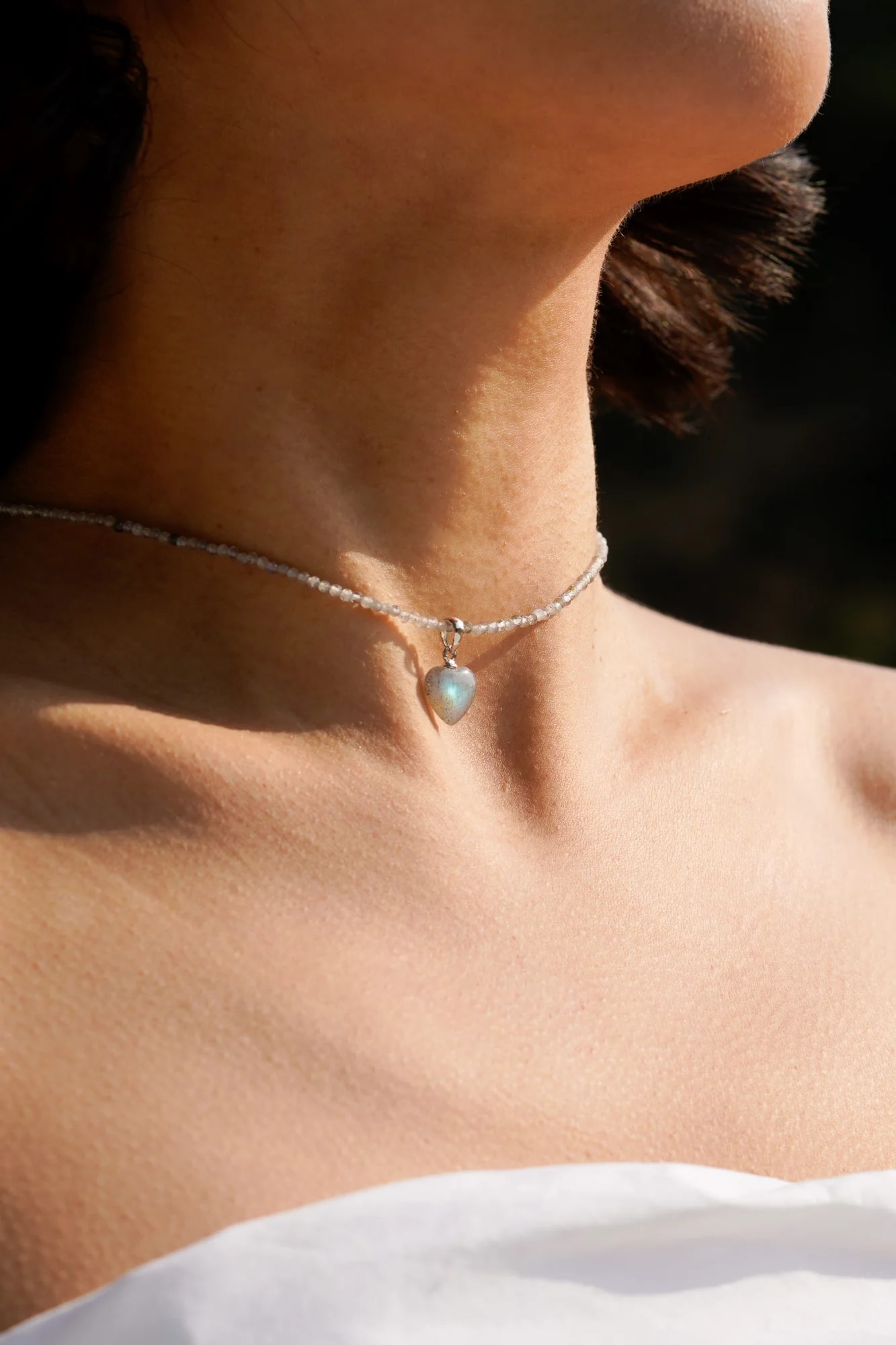 래브라도라이트 Labradorite 실버 초커 목걸이