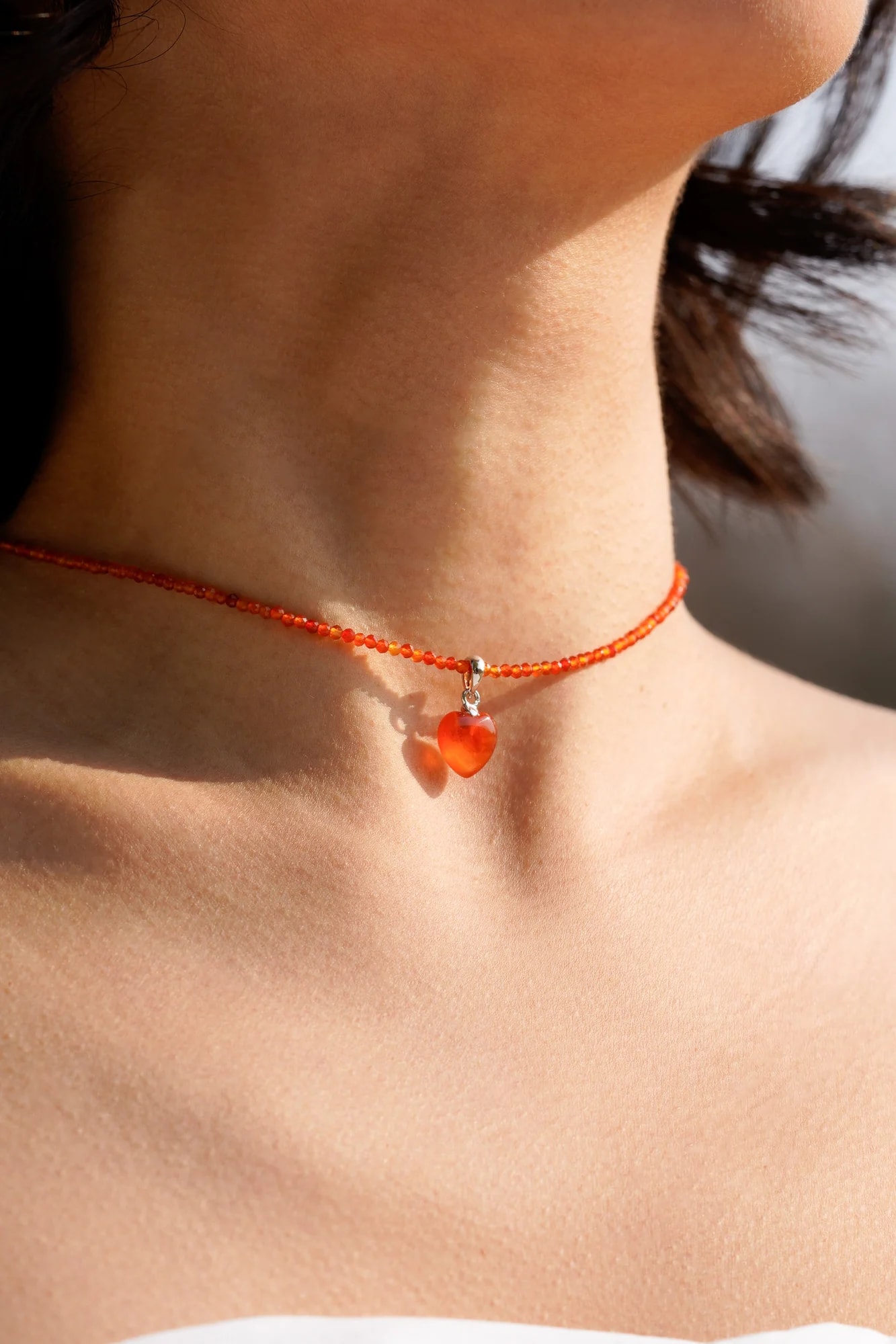 카넬리언 Carnelian 하트 실버 펜던트