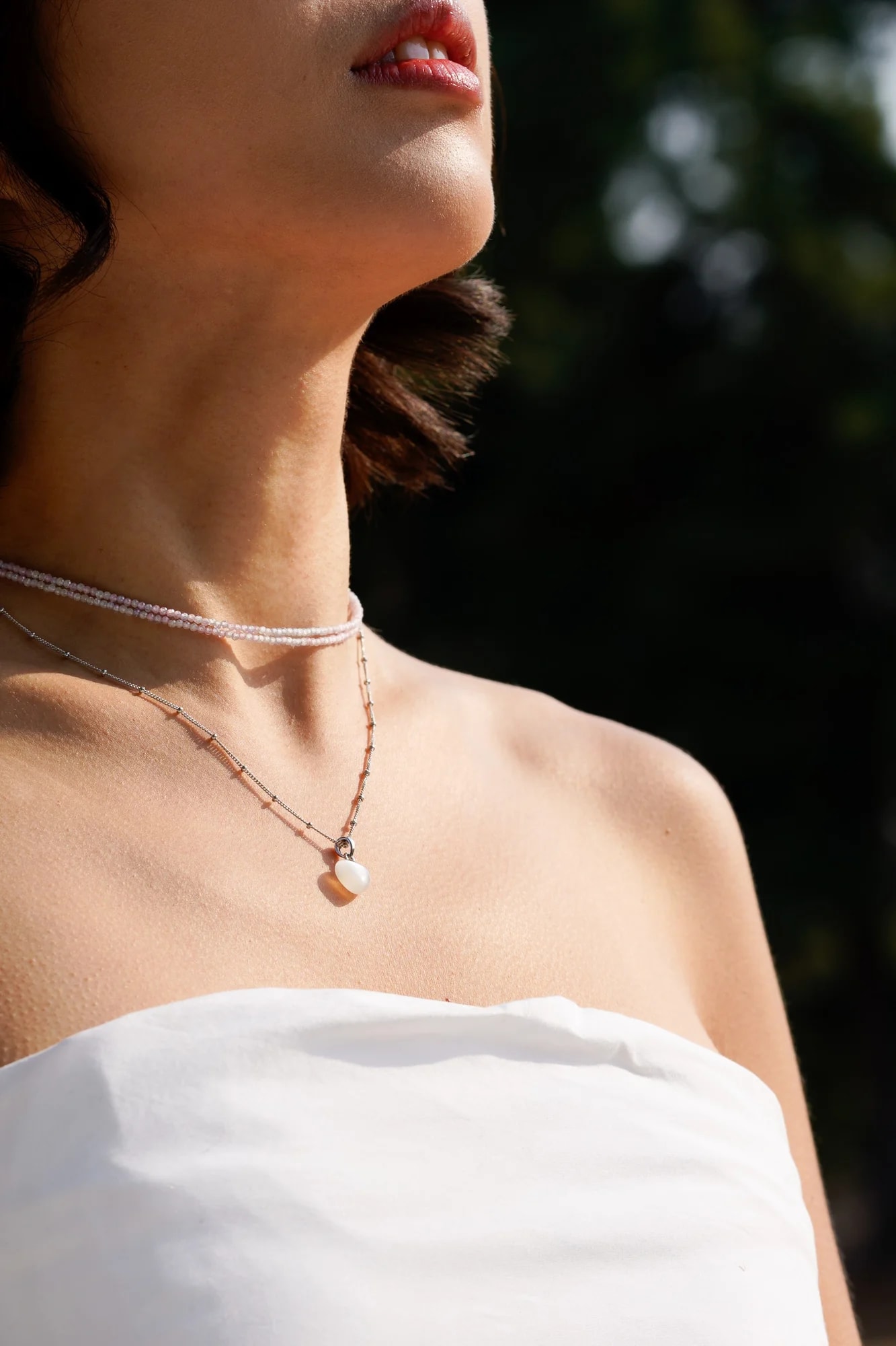 화이트문스톤 White Moonstone 하트 실버 펜던트