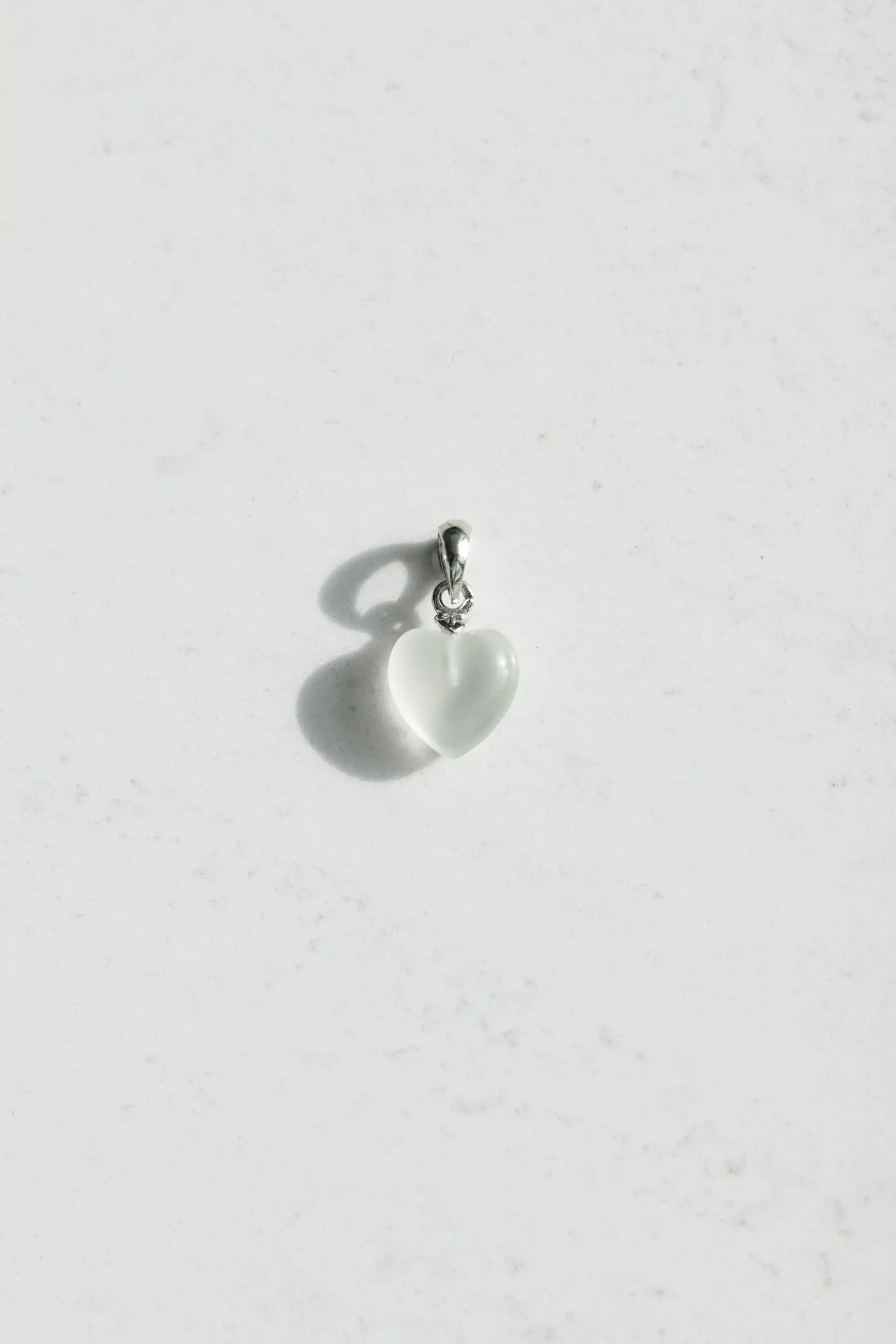 화이트문스톤 White Moonstone 하트 실버 펜던트