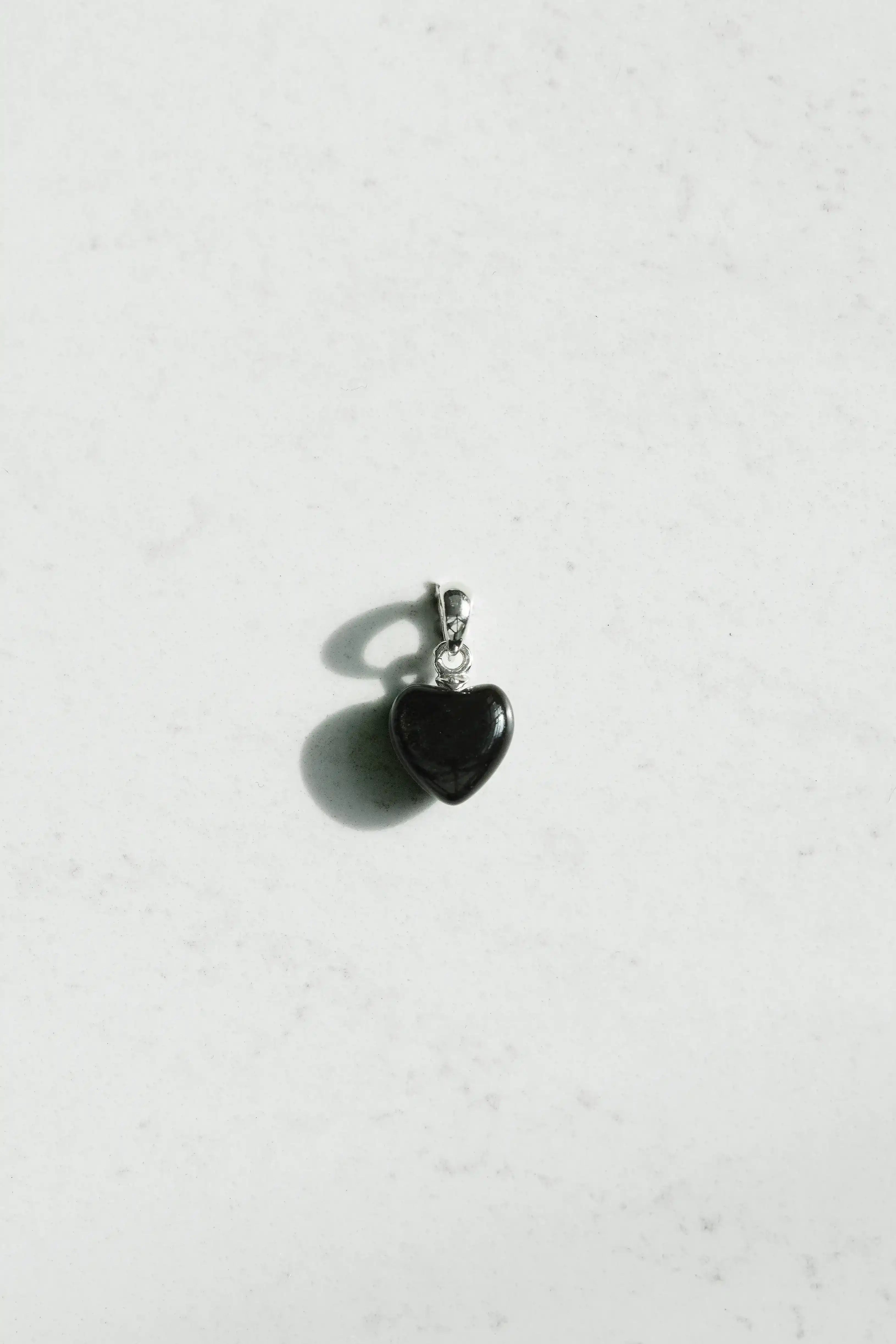 흑요석 Black Obsidian 하트 실버 펜던트