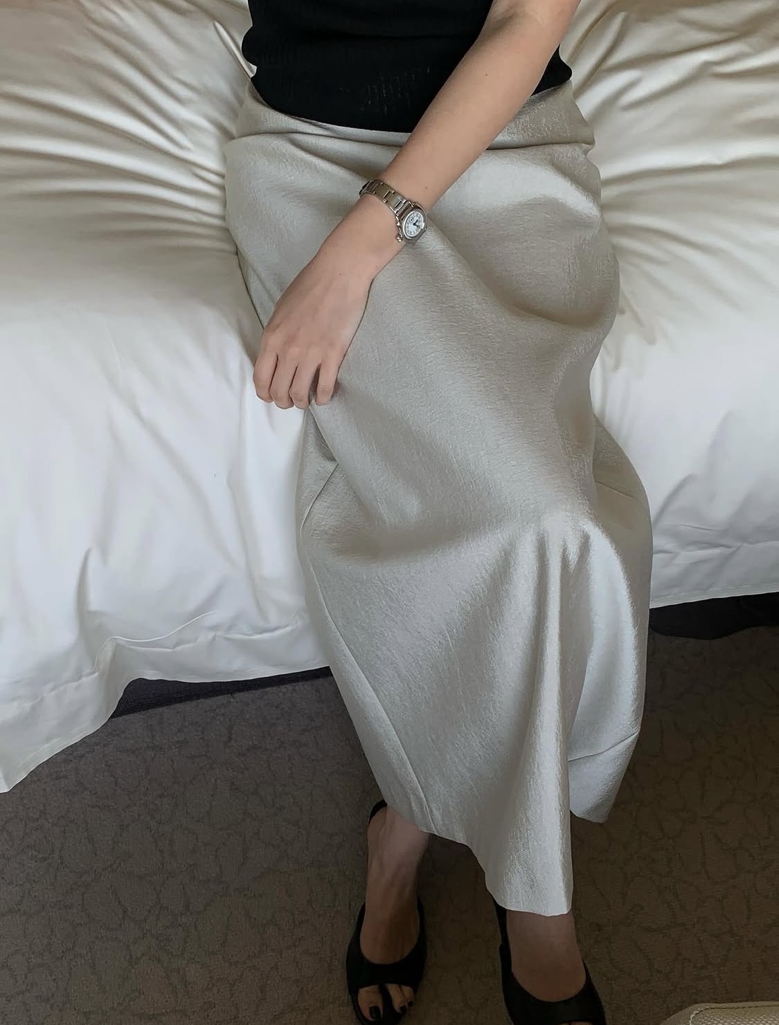 Lorenza Glossy Pearl Skirt