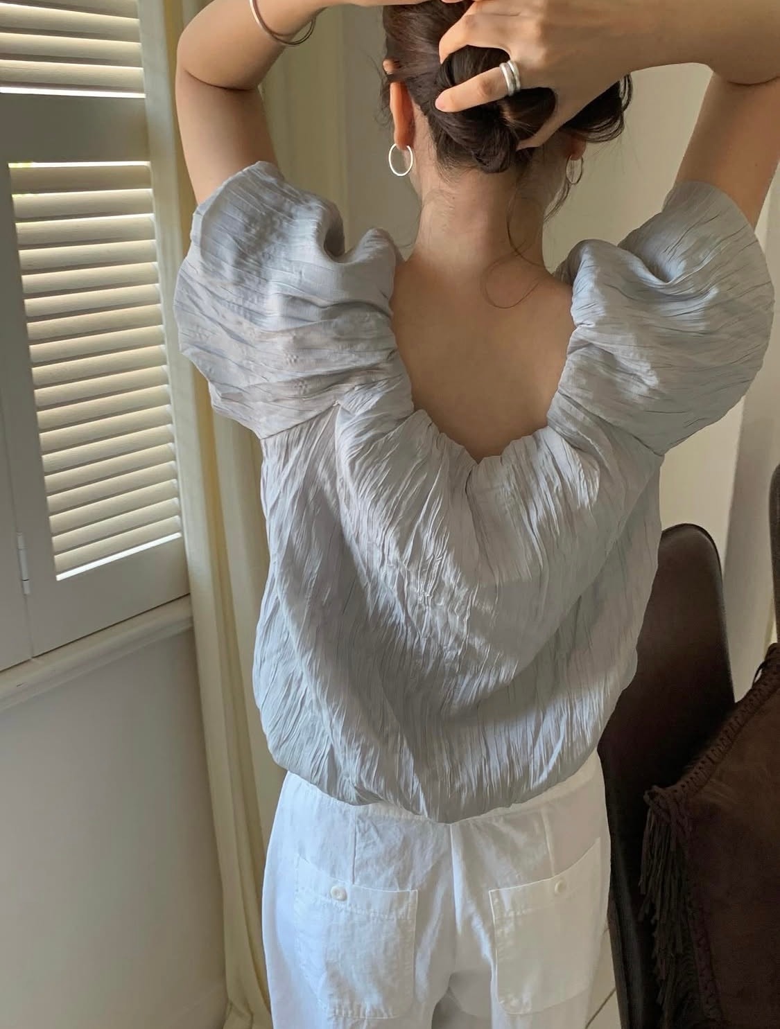Delphine Wrinkle Puff Blouse
