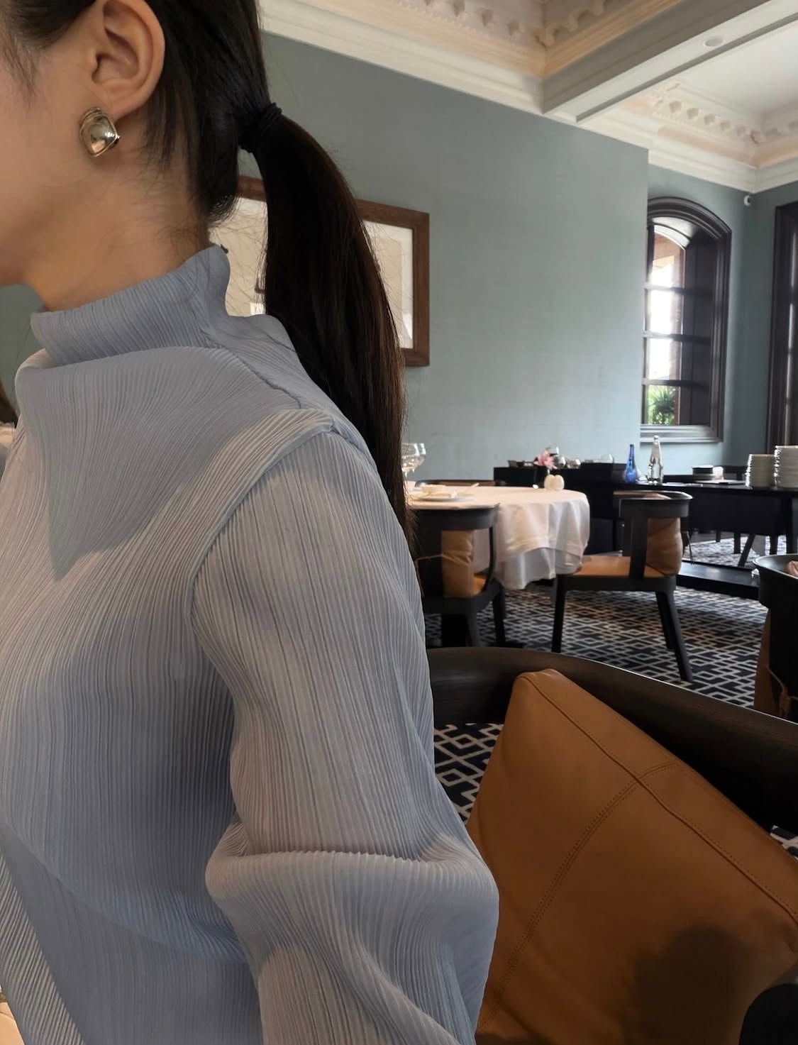 Fenna Pleated Mock Neck Blouse