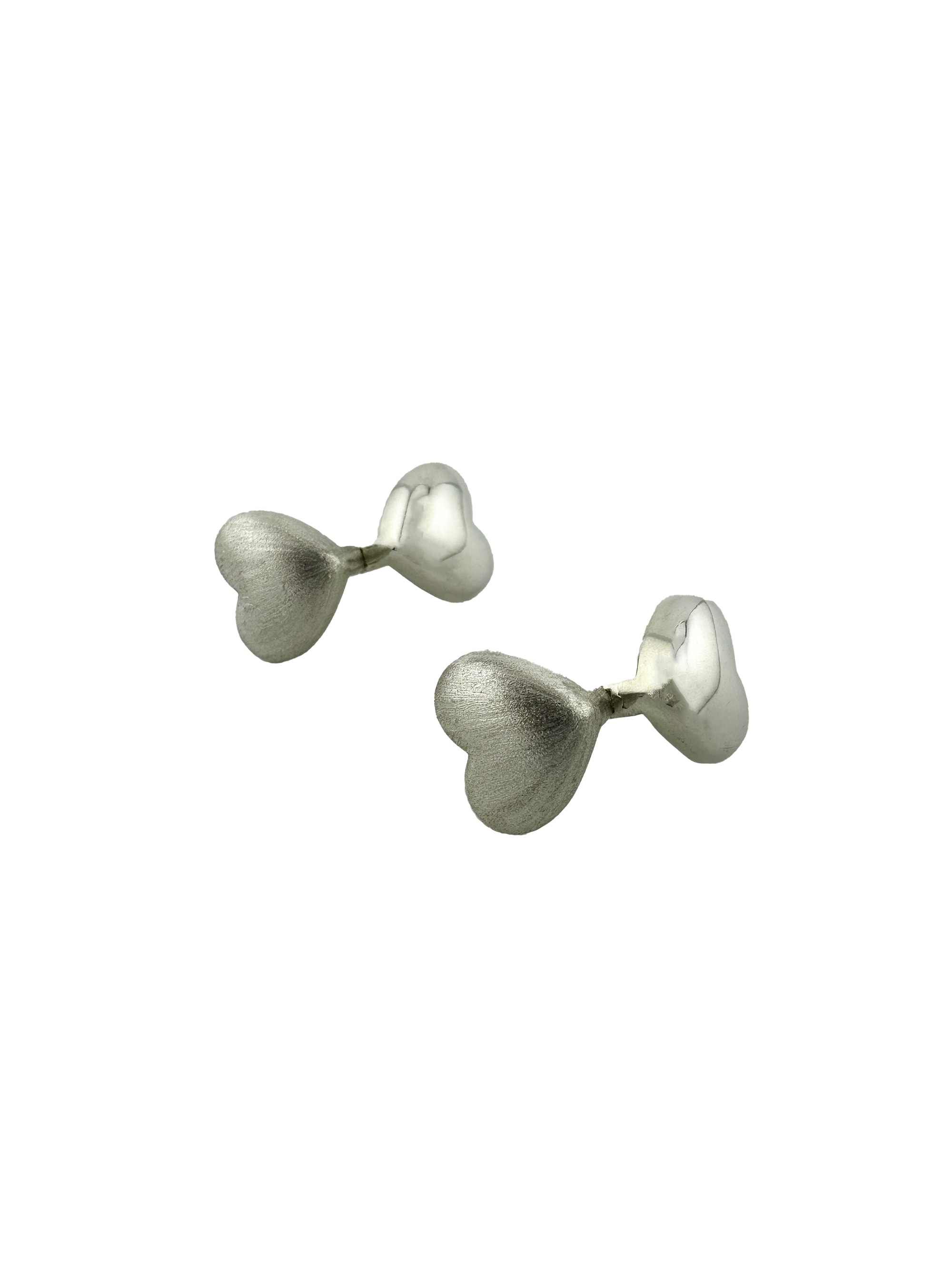 [925 silver] 304.Double-sided volume heart earrings / EARRING