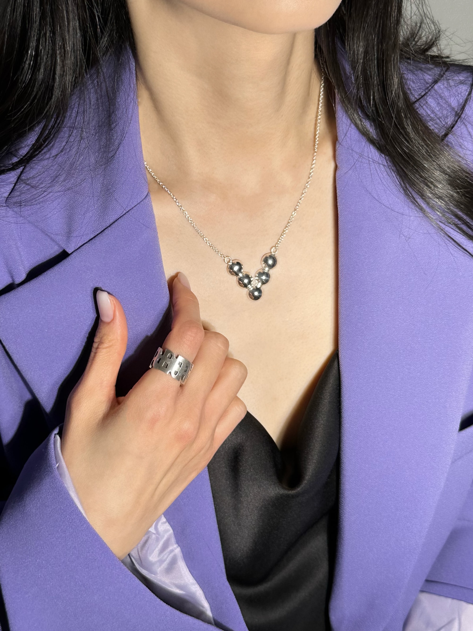 [925 silver] 404.Silver Orb V necklace / NECKLACE