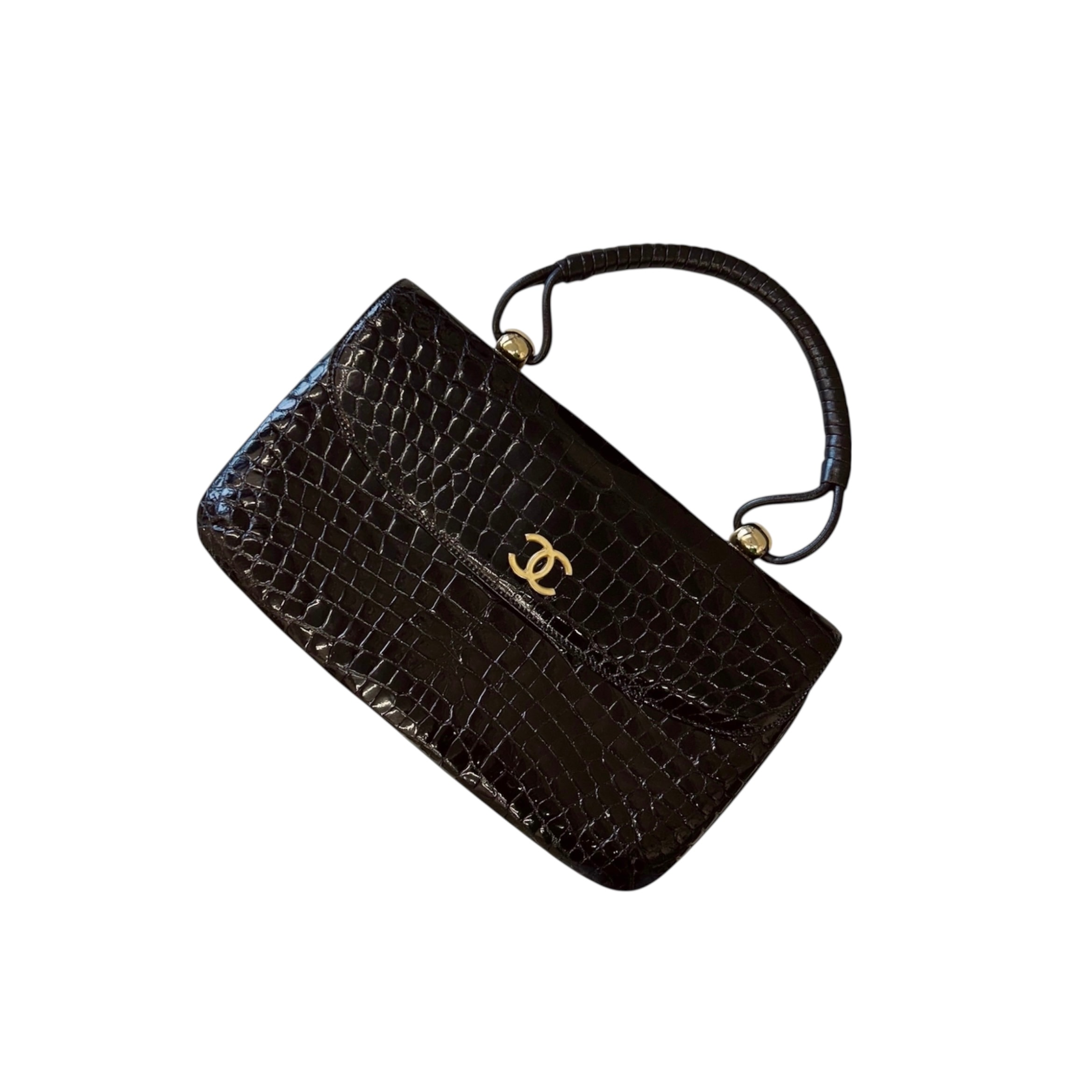 GENUINE vintage crocodile bag X CHANEL hanger CC objet no.47