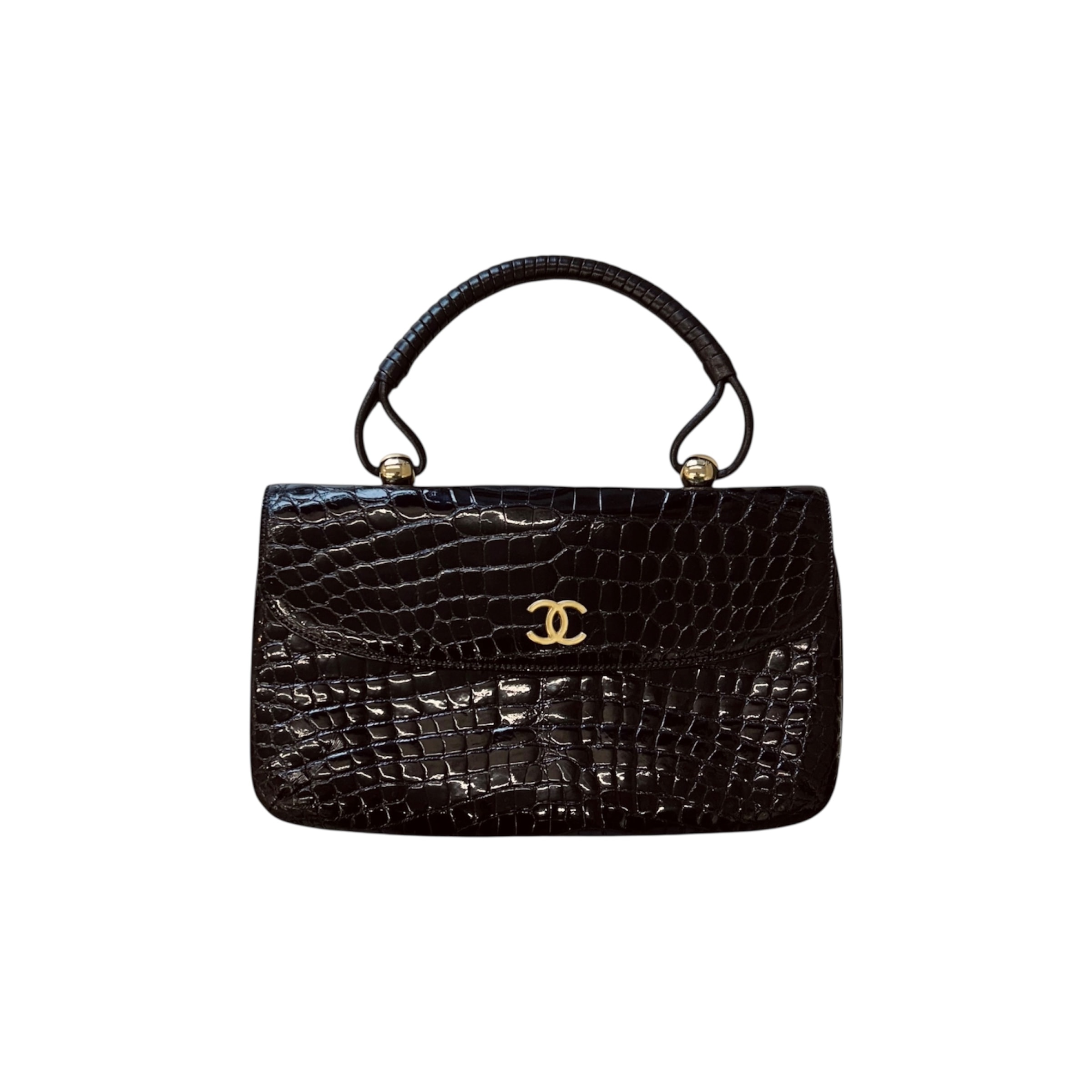 GENUINE vintage crocodile bag X CHANEL hanger CC objet no.47