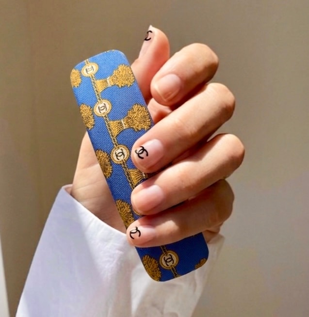Blue silk golden wheat hair Barrette