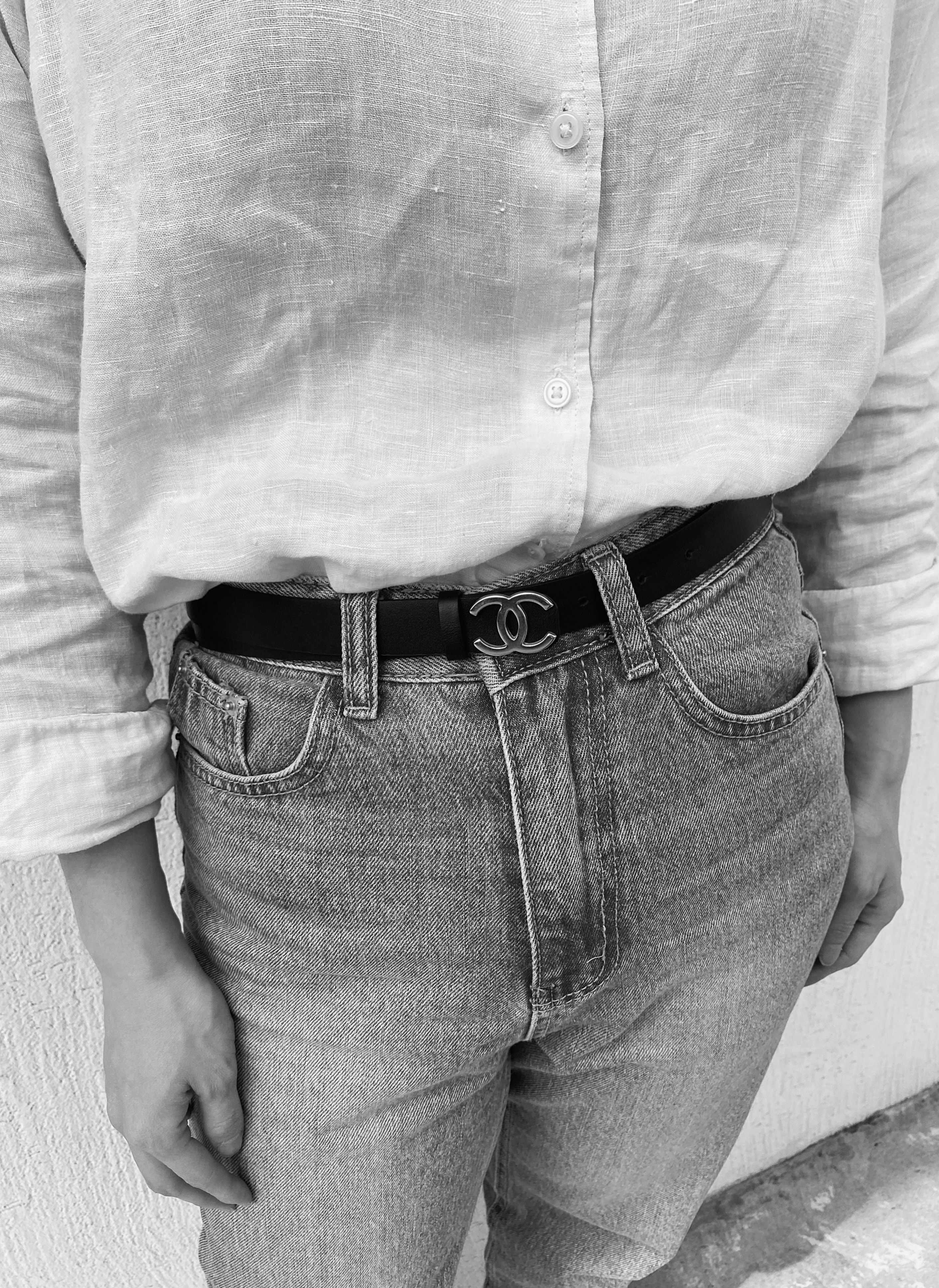 CHANEL hanger CC classic leather belt