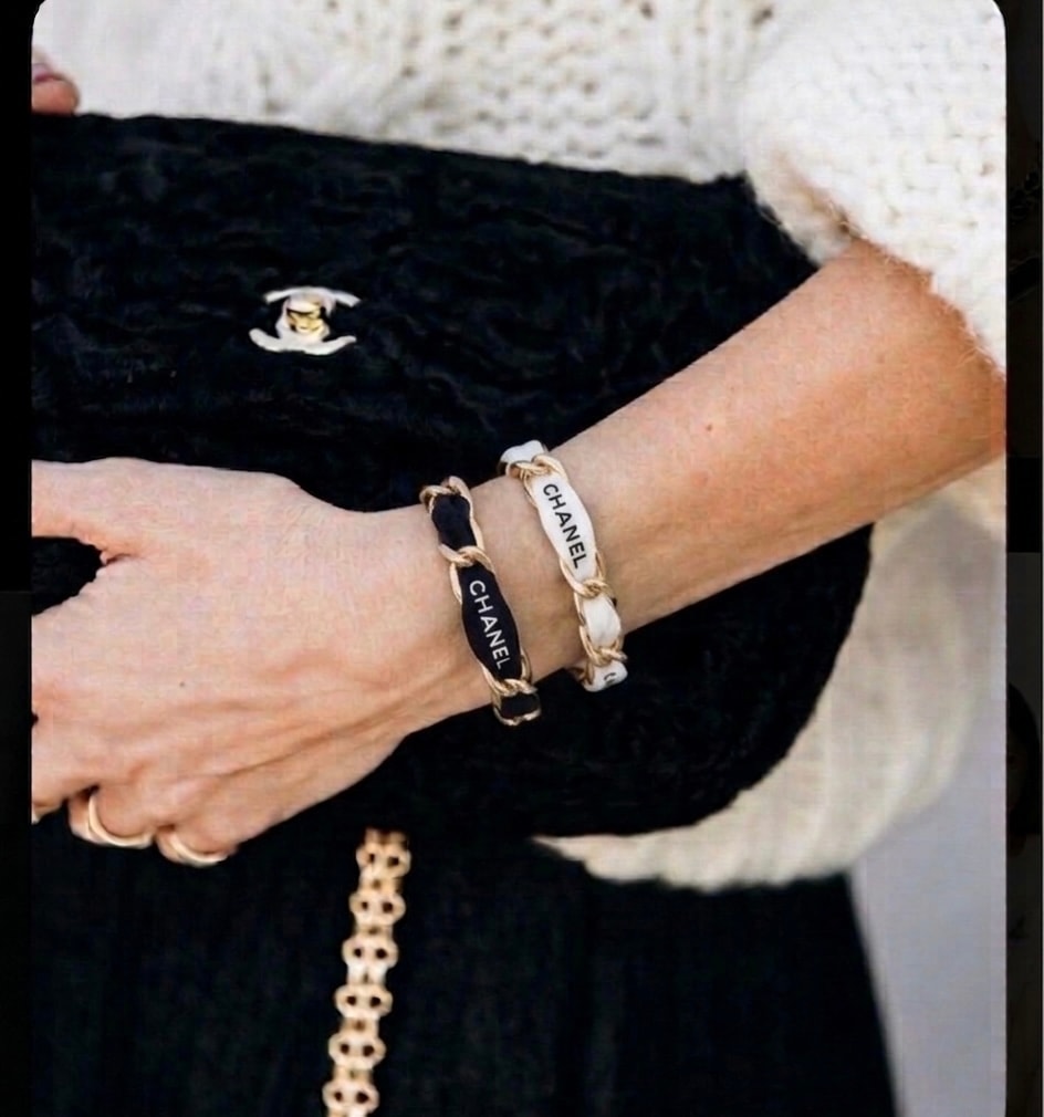 CHANEL ribbon chain bracelet
