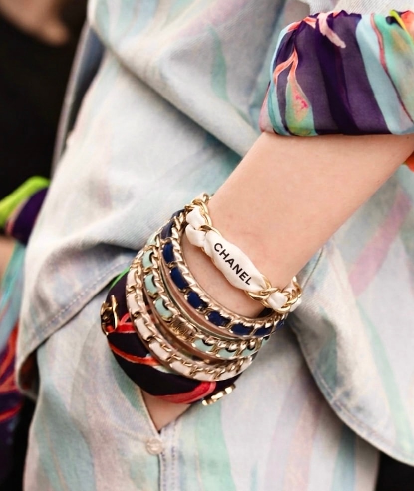 CHANEL ribbon chain bracelet