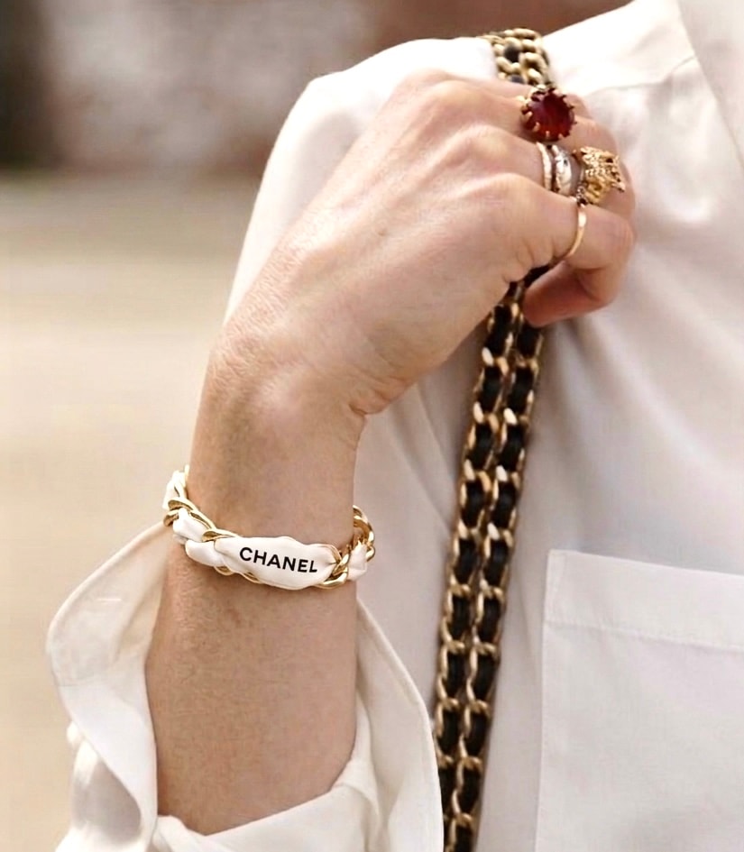 CHANEL ribbon chain bracelet