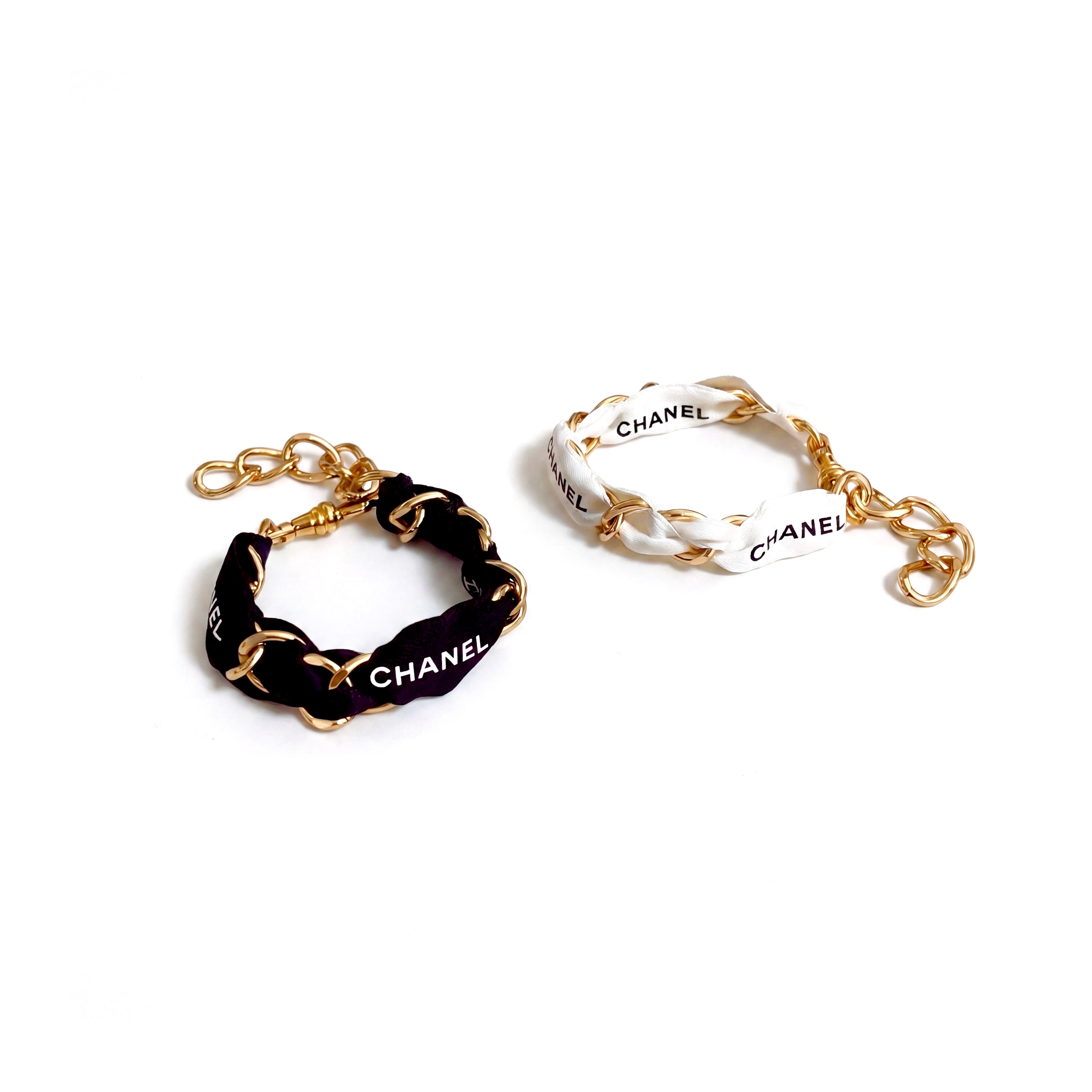 CHANEL ribbon chain bracelet