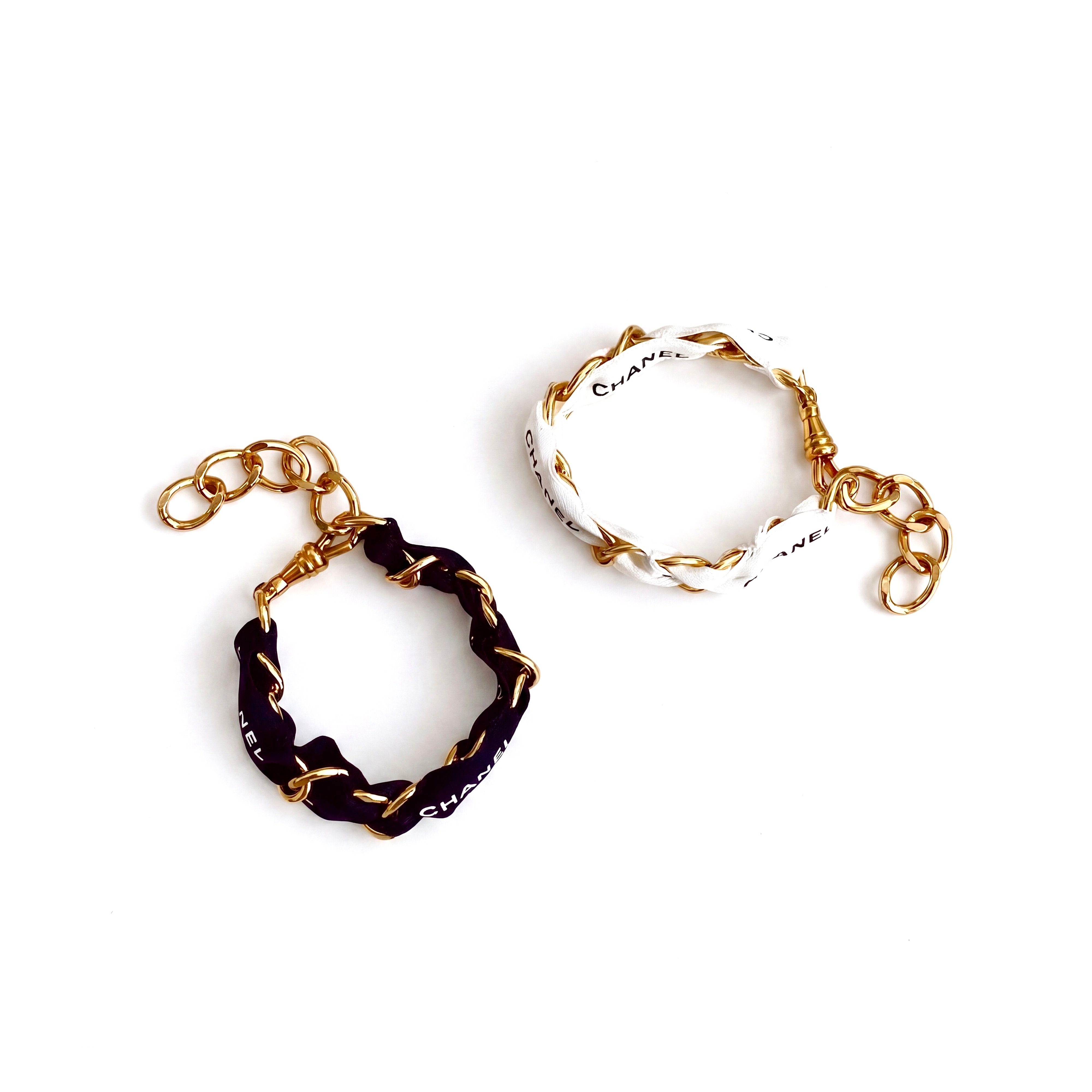 CHANEL ribbon chain bracelet