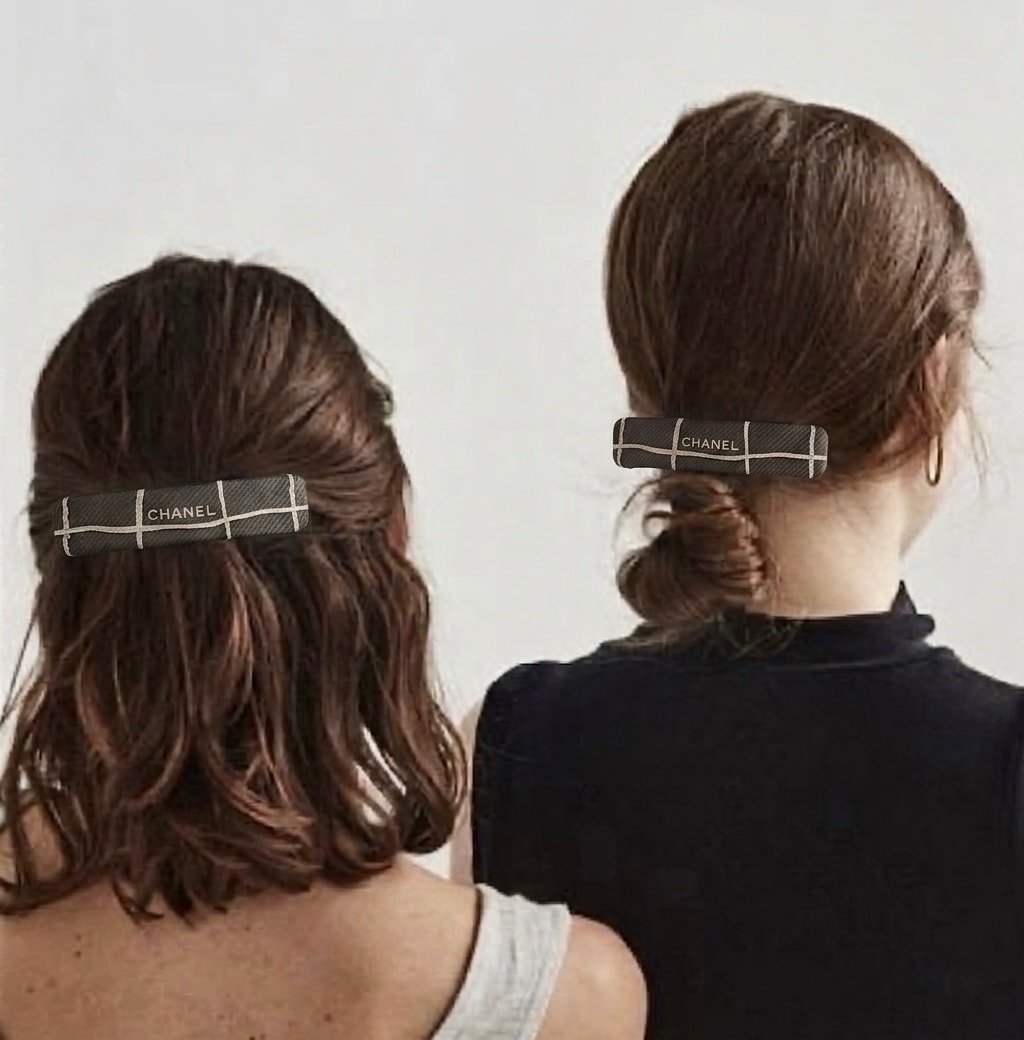 Heritage taupe check hair Barrette