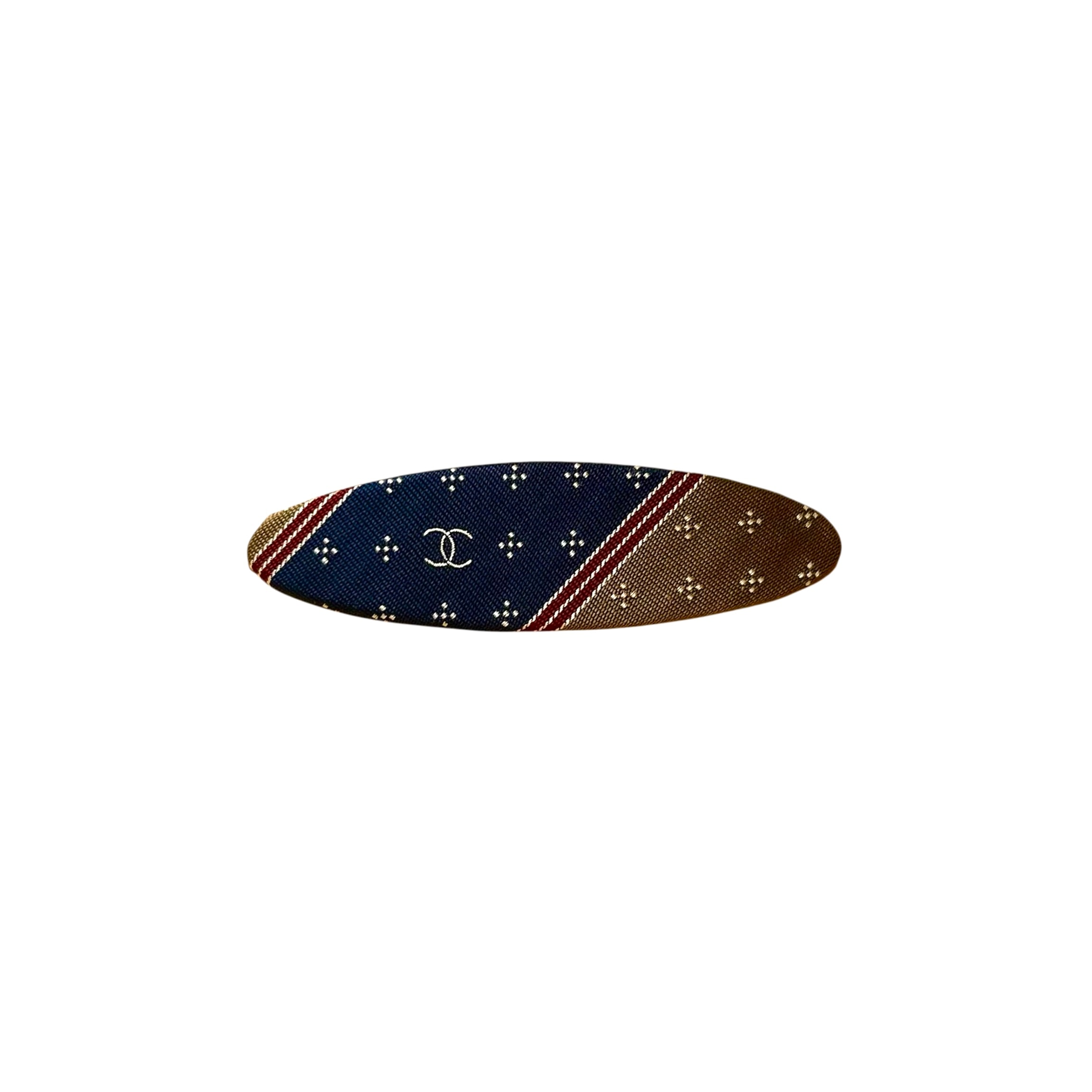 CHANEL cross & stripe oval hair clip