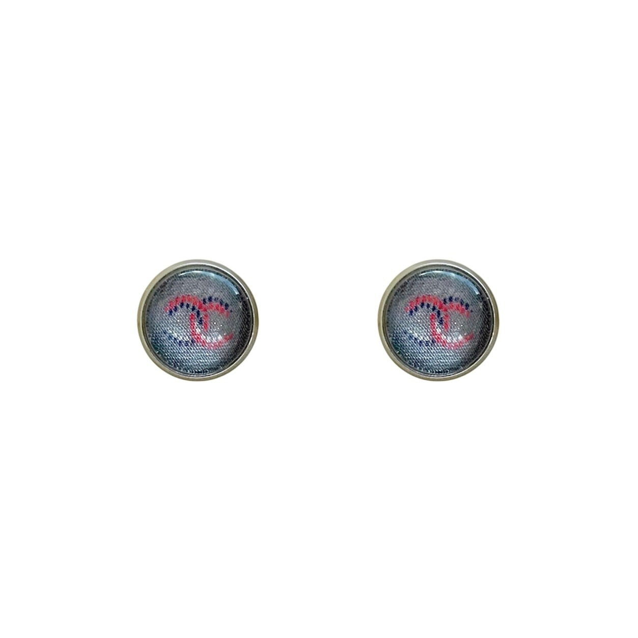 mute grey cc glass dome earring -silver