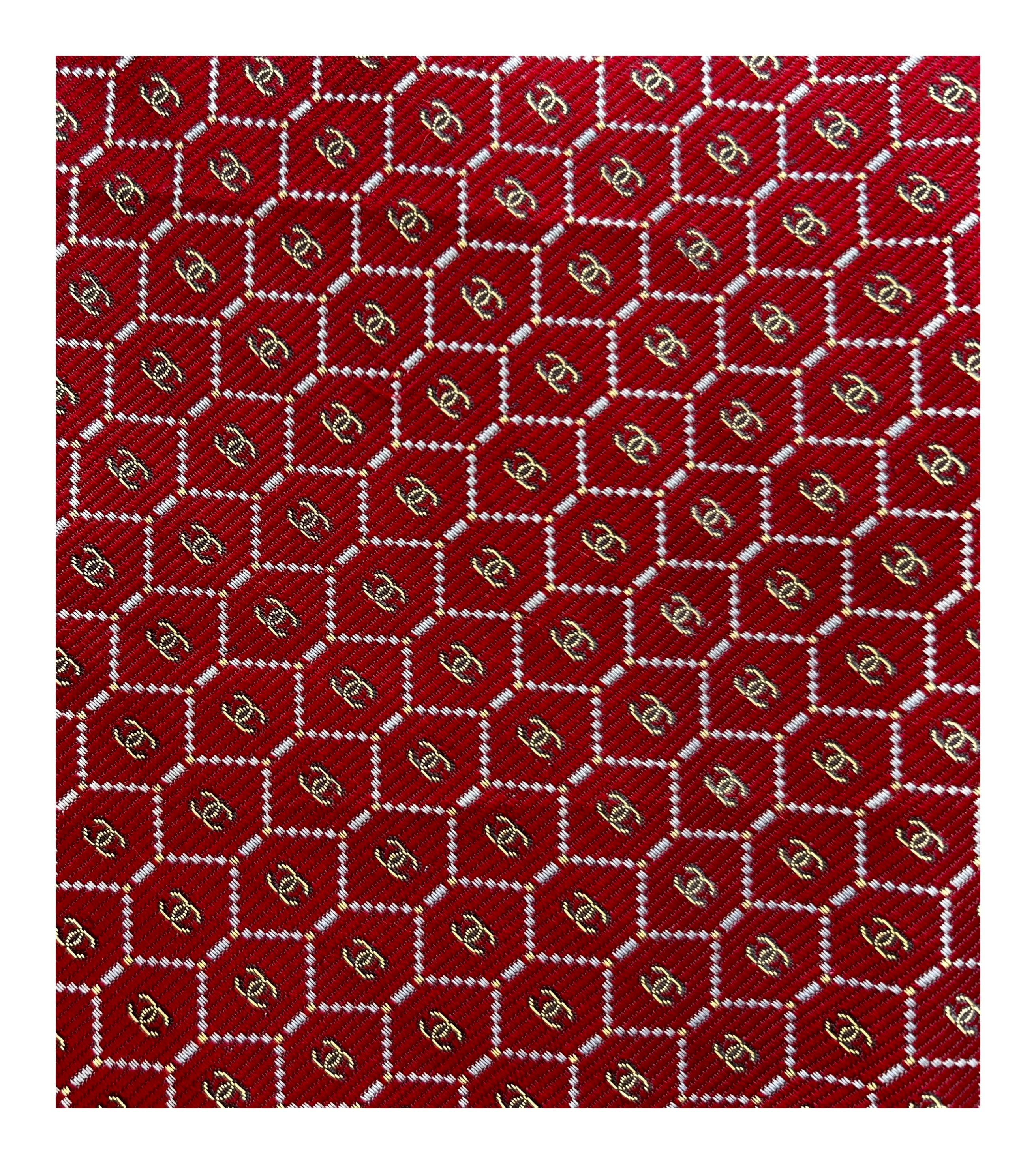 red tweed cc heart earring