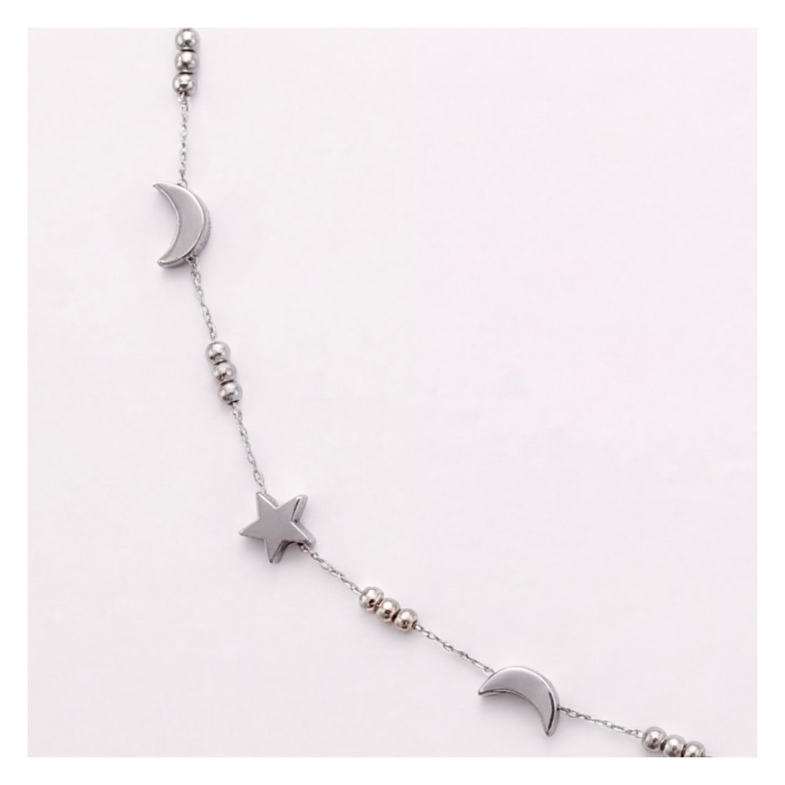 Midnight moon & star necklace -silver