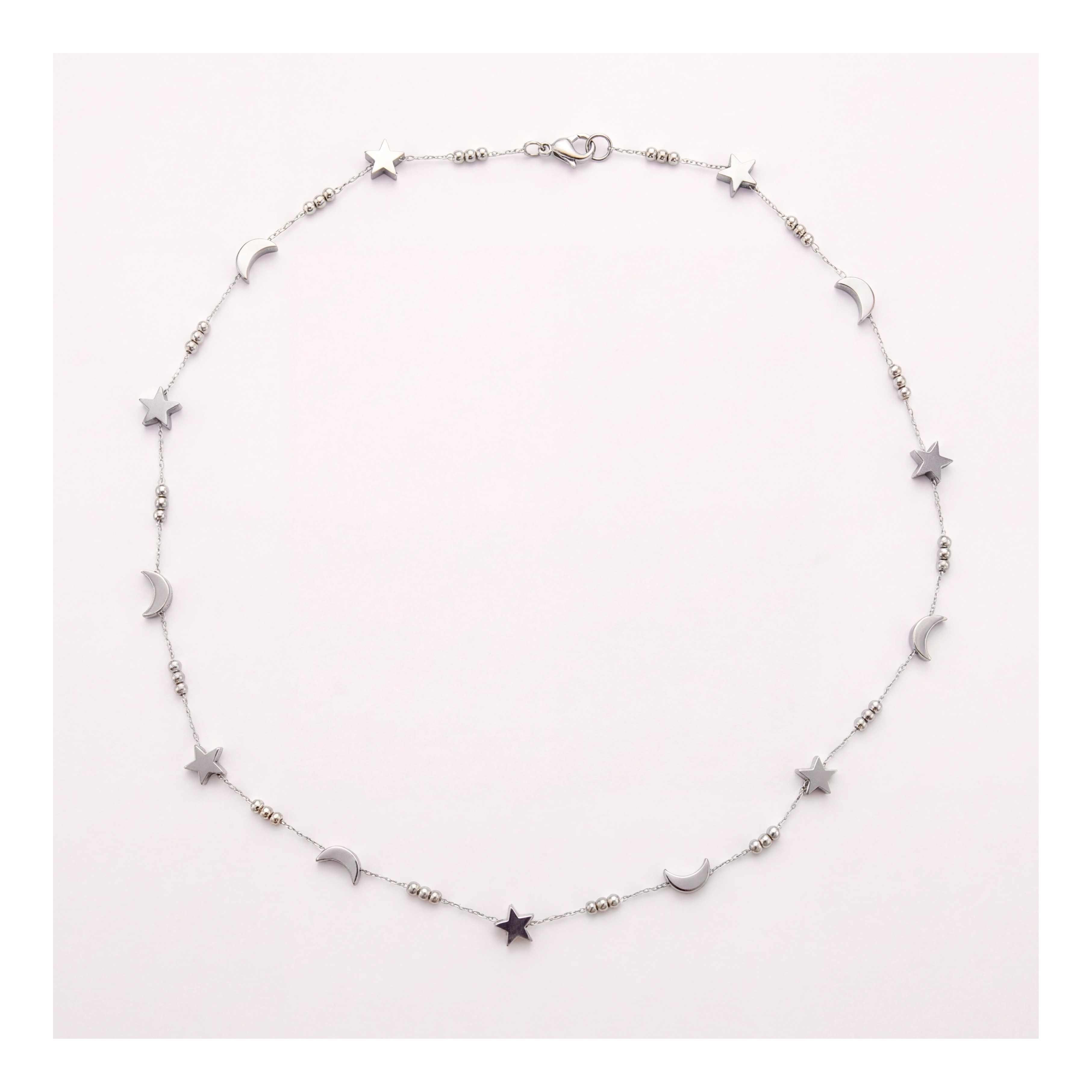 Midnight moon & star necklace -silver