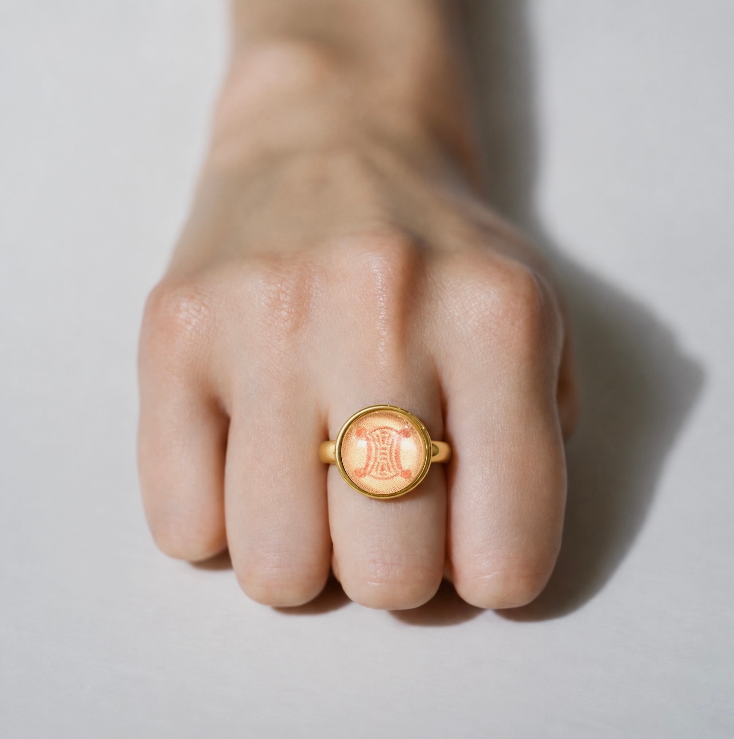 CELINE salmon triomphe bold ring