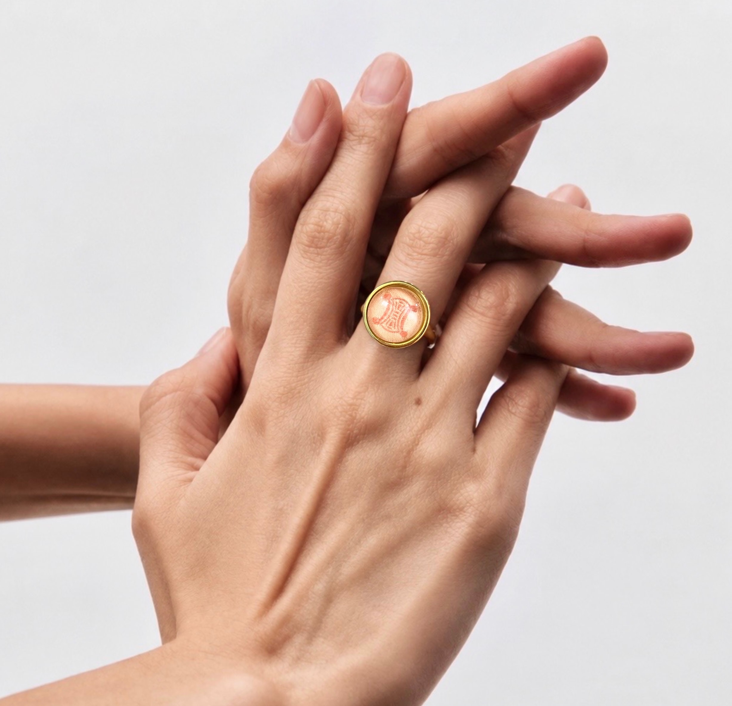 CELINE salmon triomphe bold ring