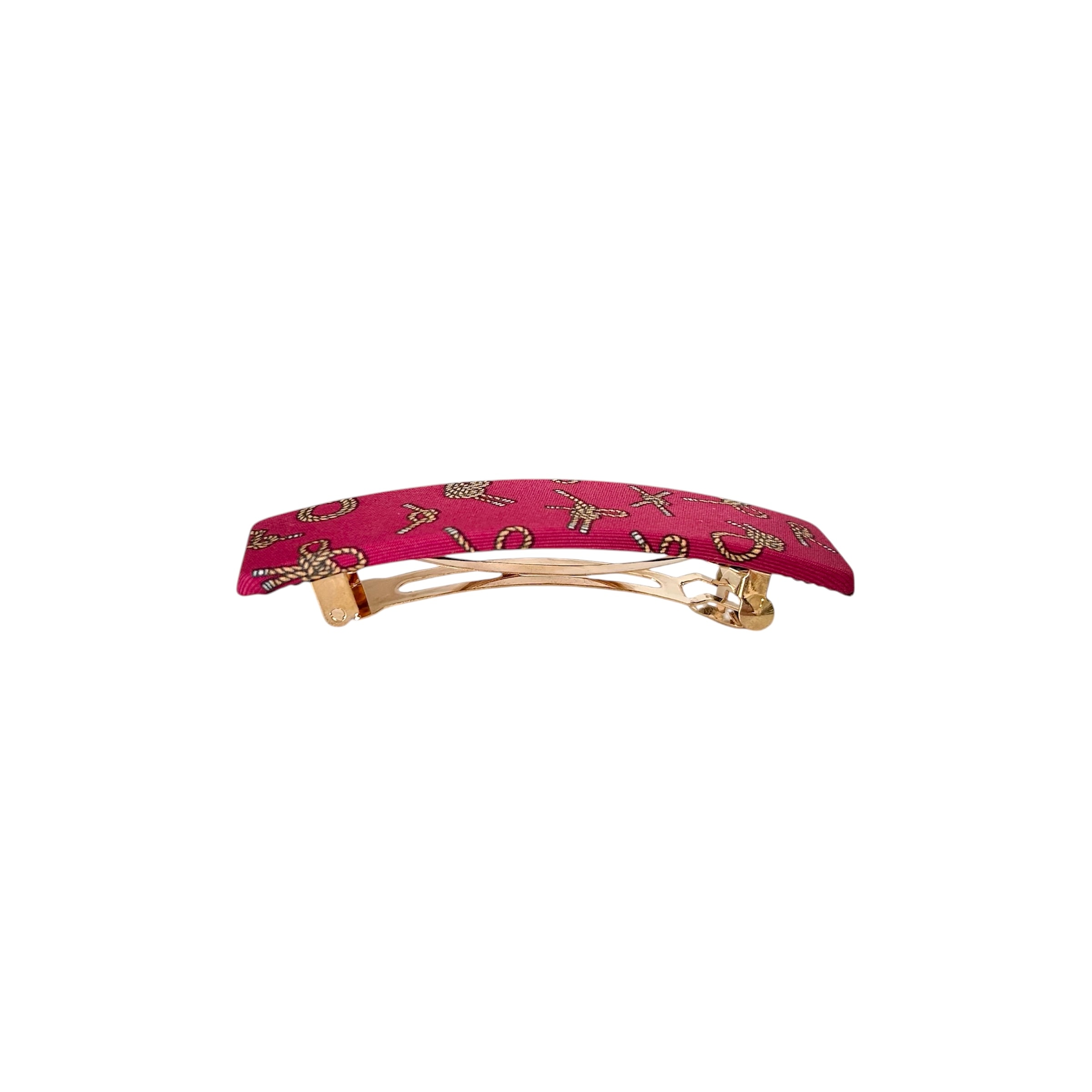 HERMES magenta pink rope silk barrette