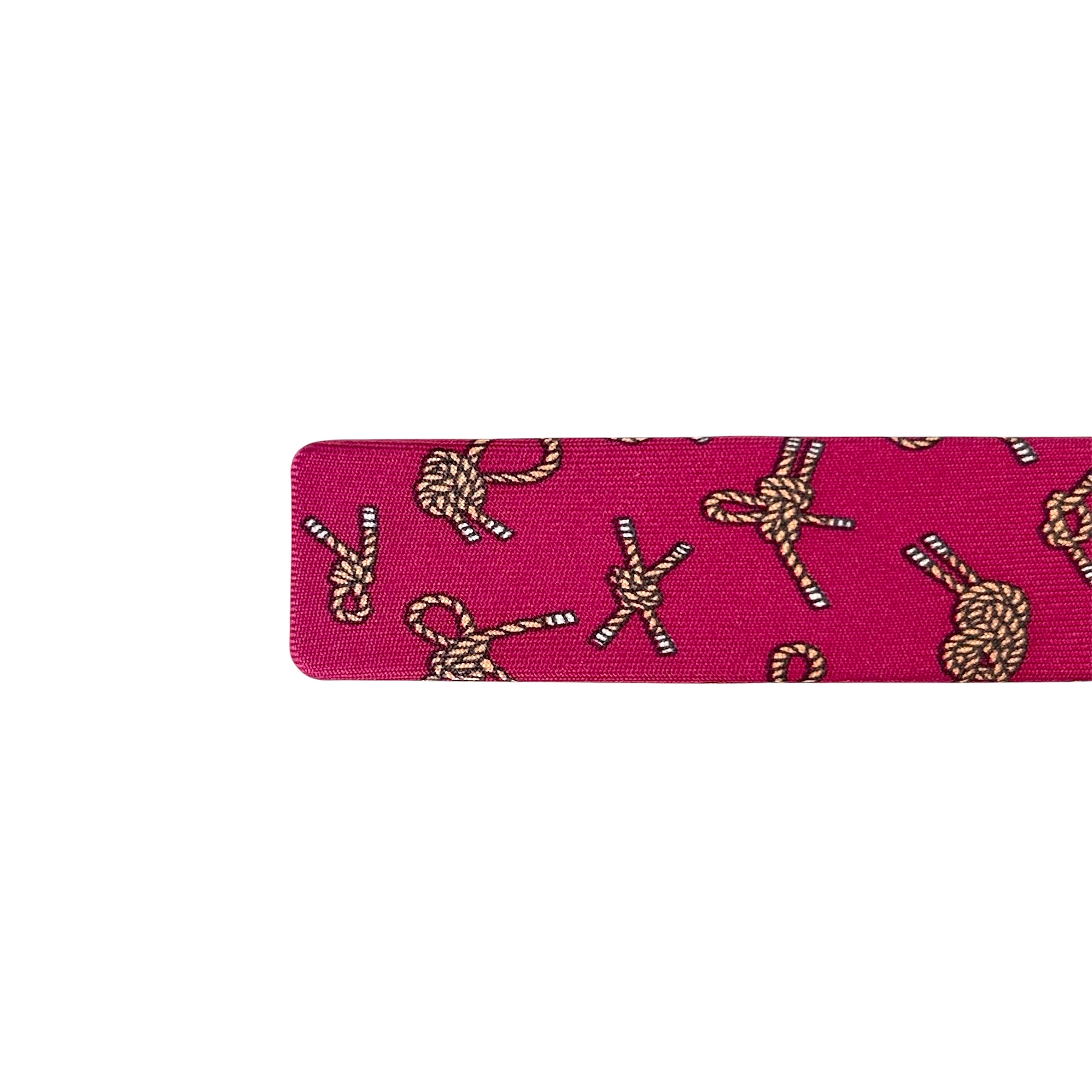 HERMES magenta pink rope silk barrette