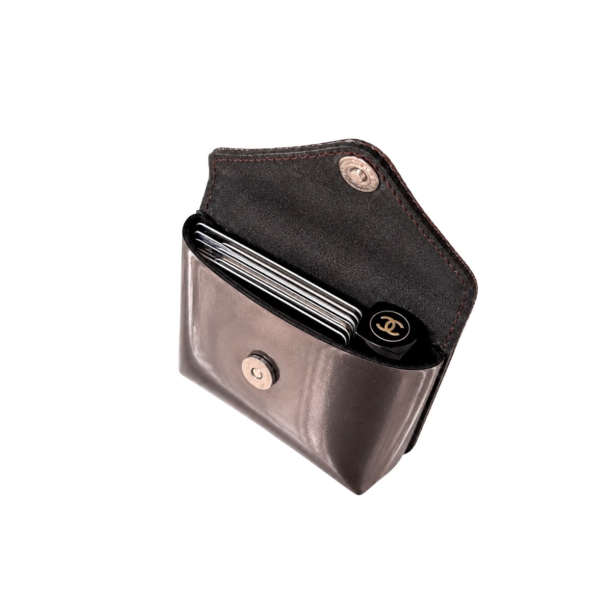 metallic Plum cc card pouch