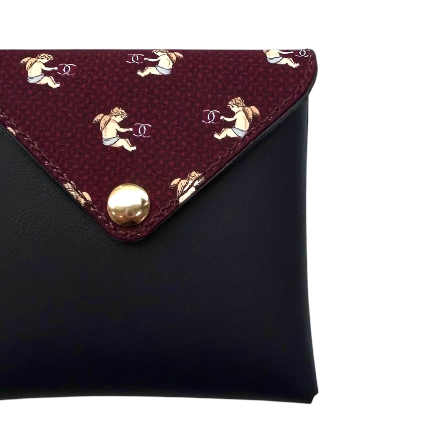 burgundy angel blue cc card pouch