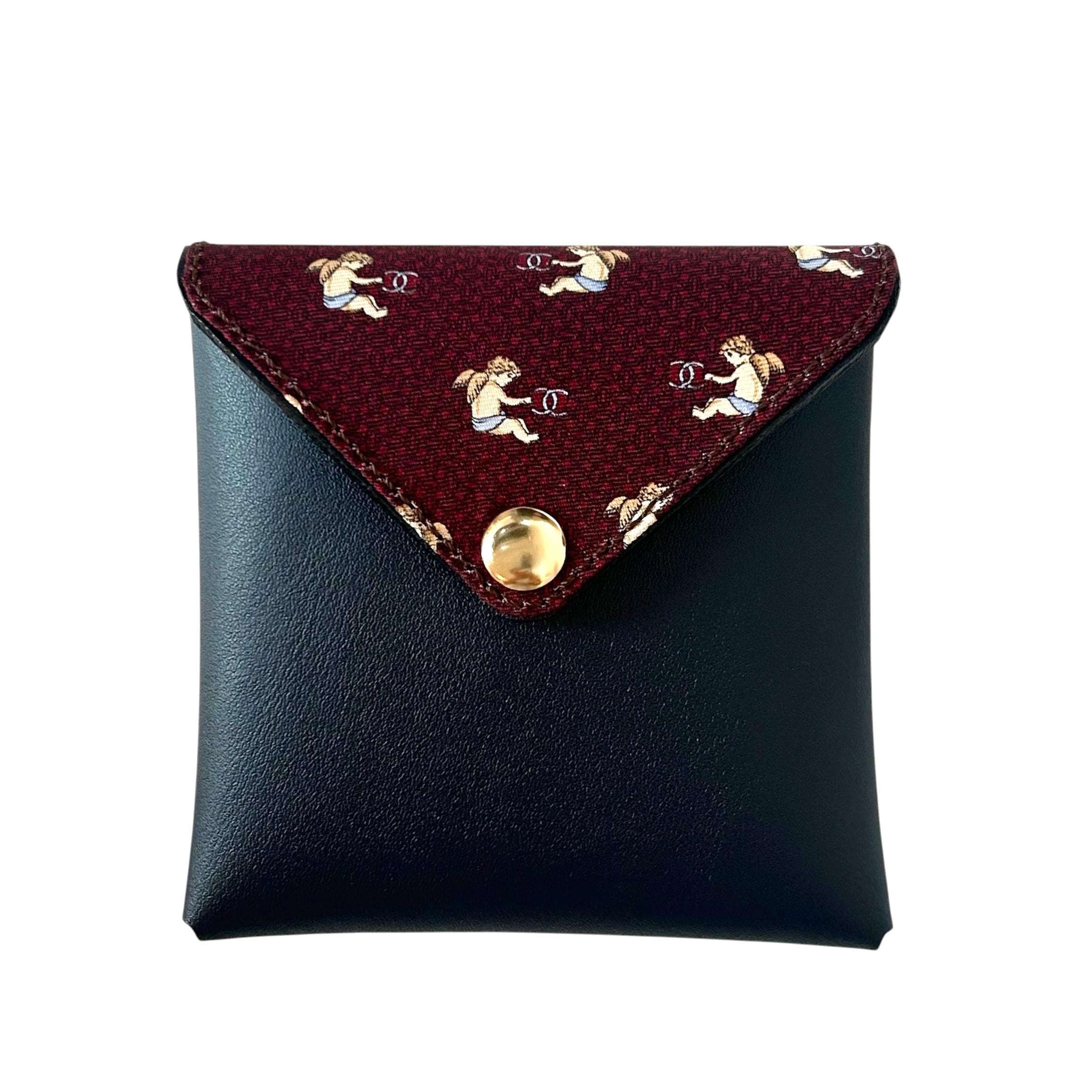 burgundy angel blue cc card pouch