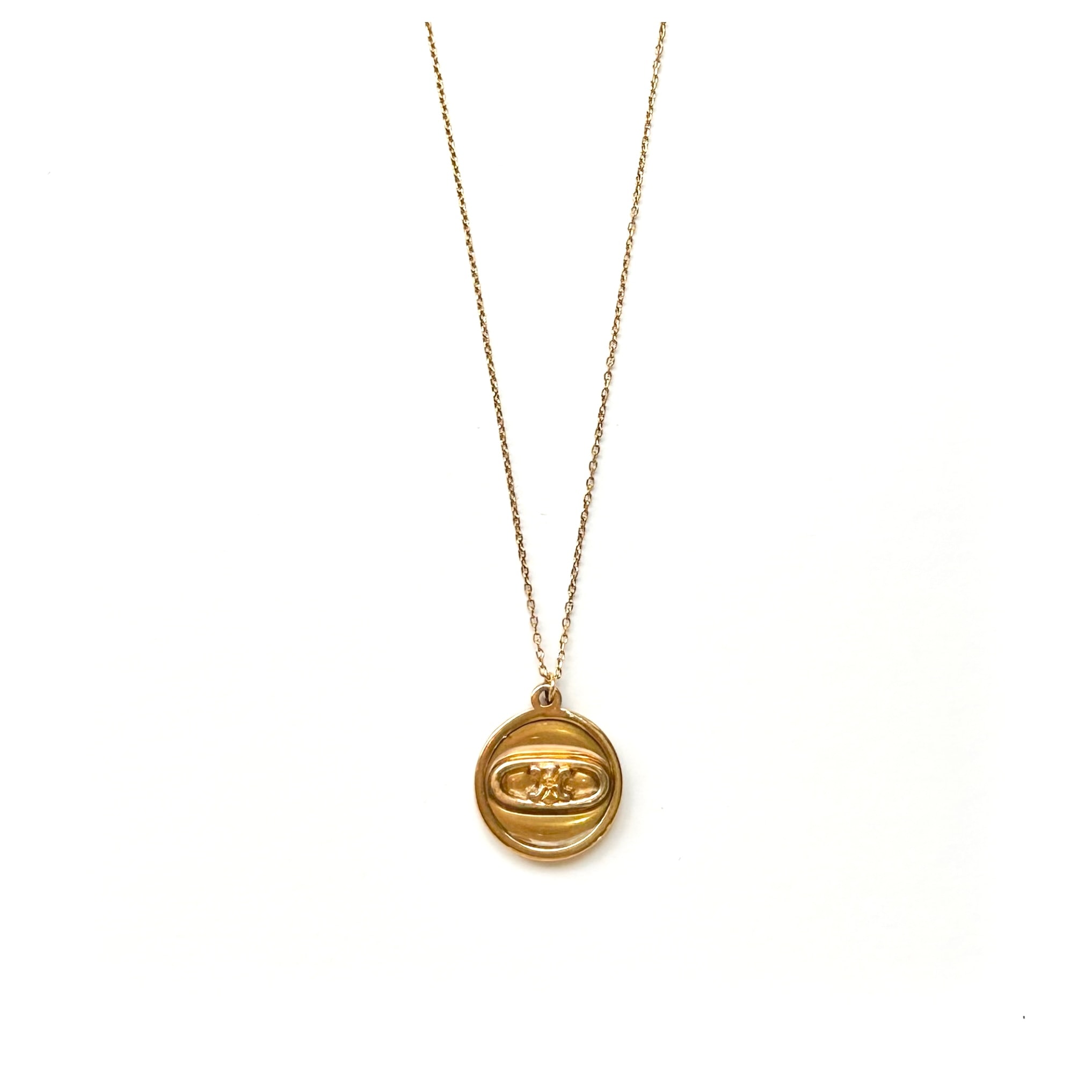 vintage CELINE triomphe gold meadal necklace