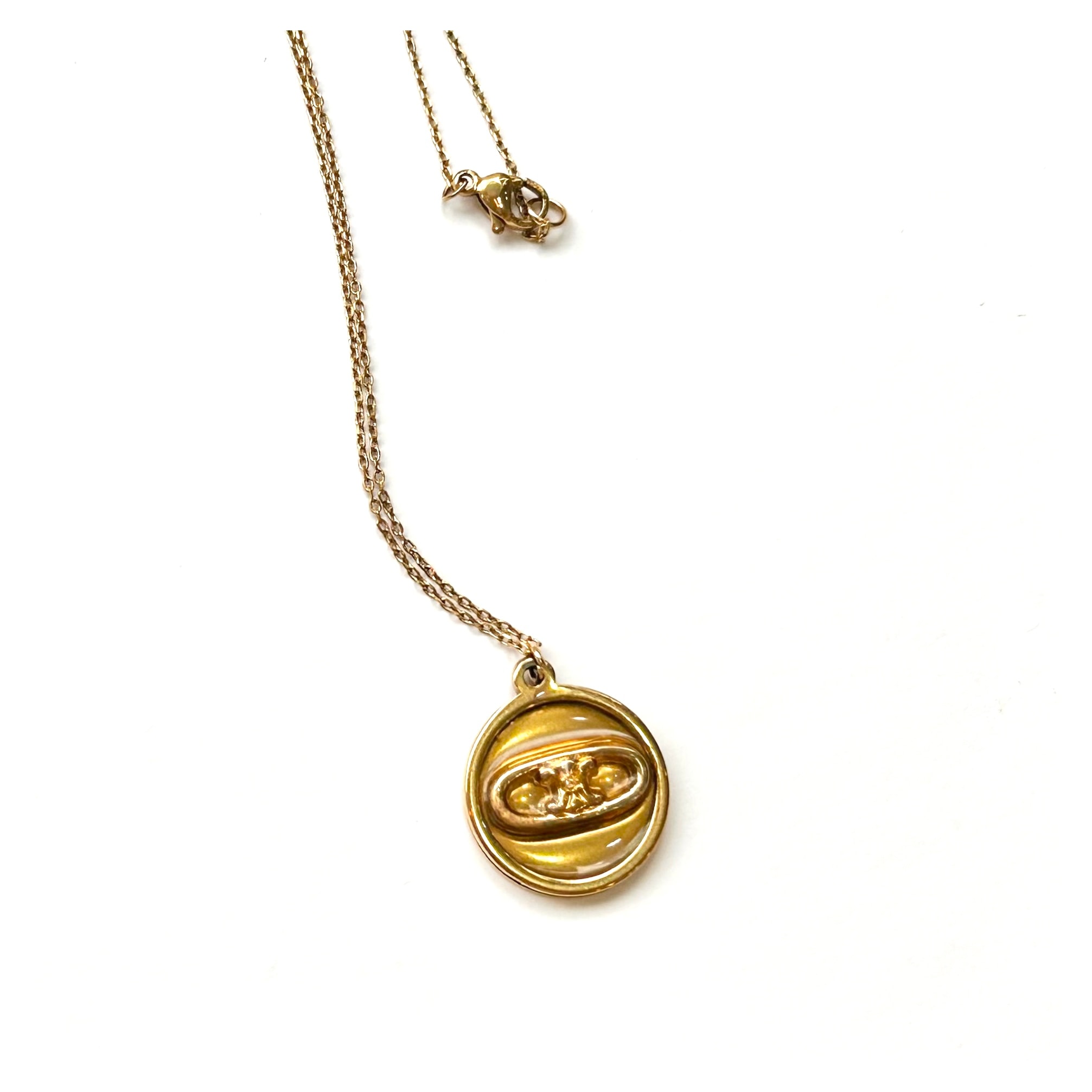 vintage CELINE triomphe gold meadal necklace
