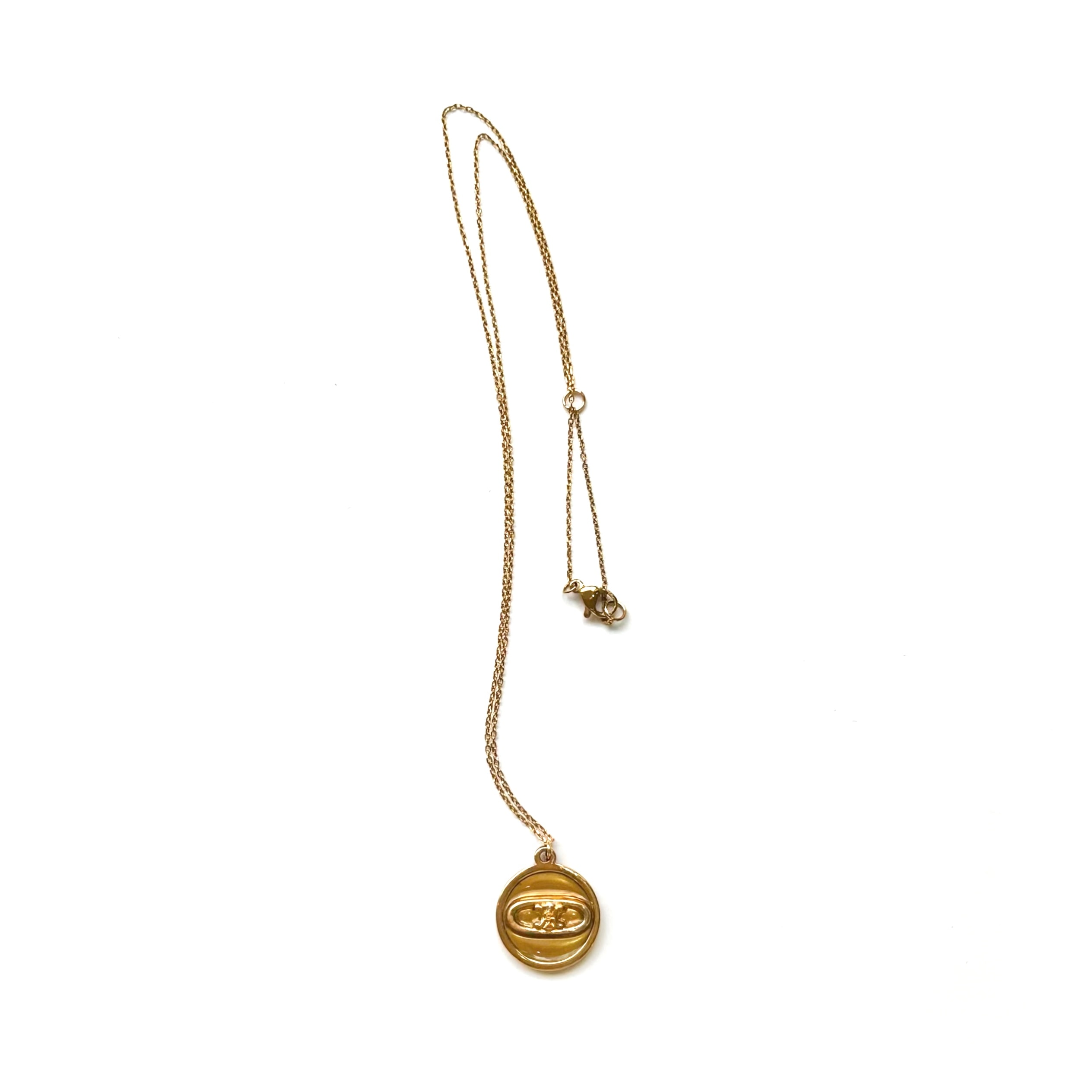 vintage CELINE triomphe gold meadal necklace