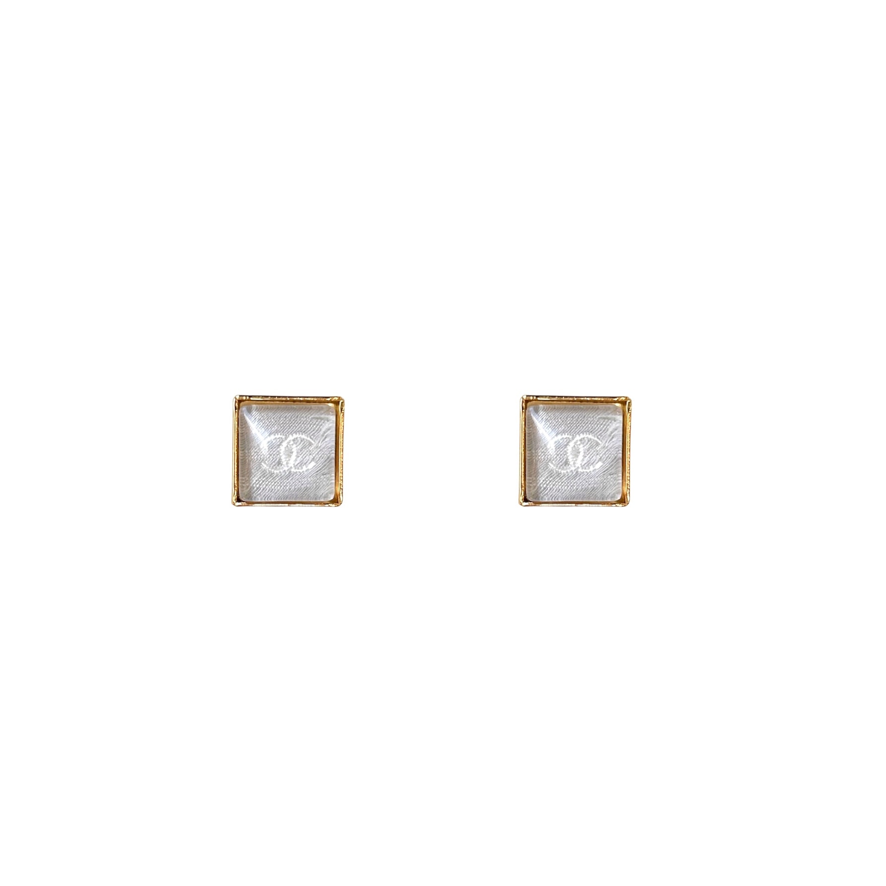 greige cc square earring
