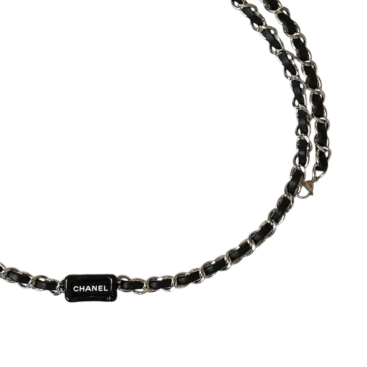 gram Iconic leather chain belt -silver