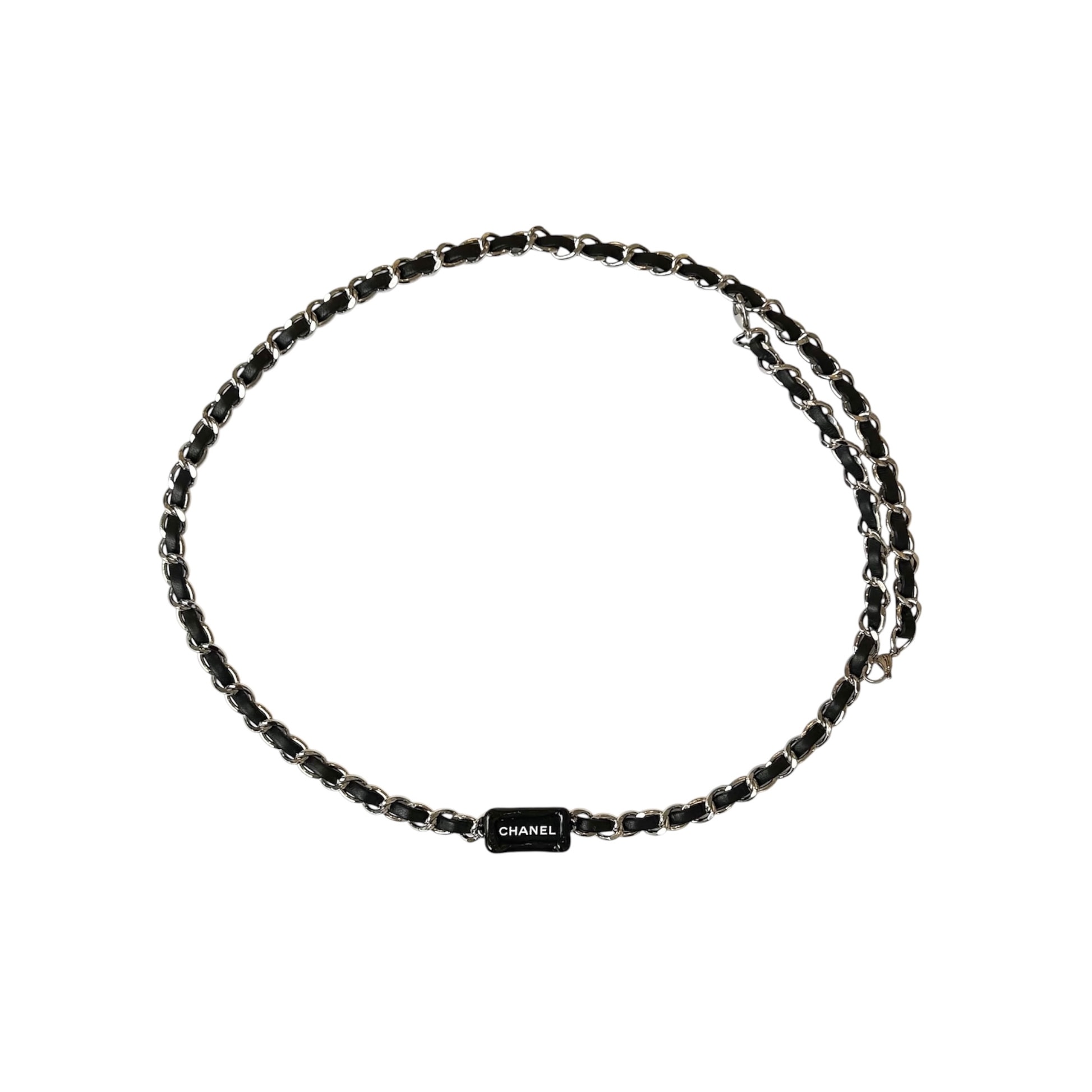 gram Iconic leather chain belt -silver