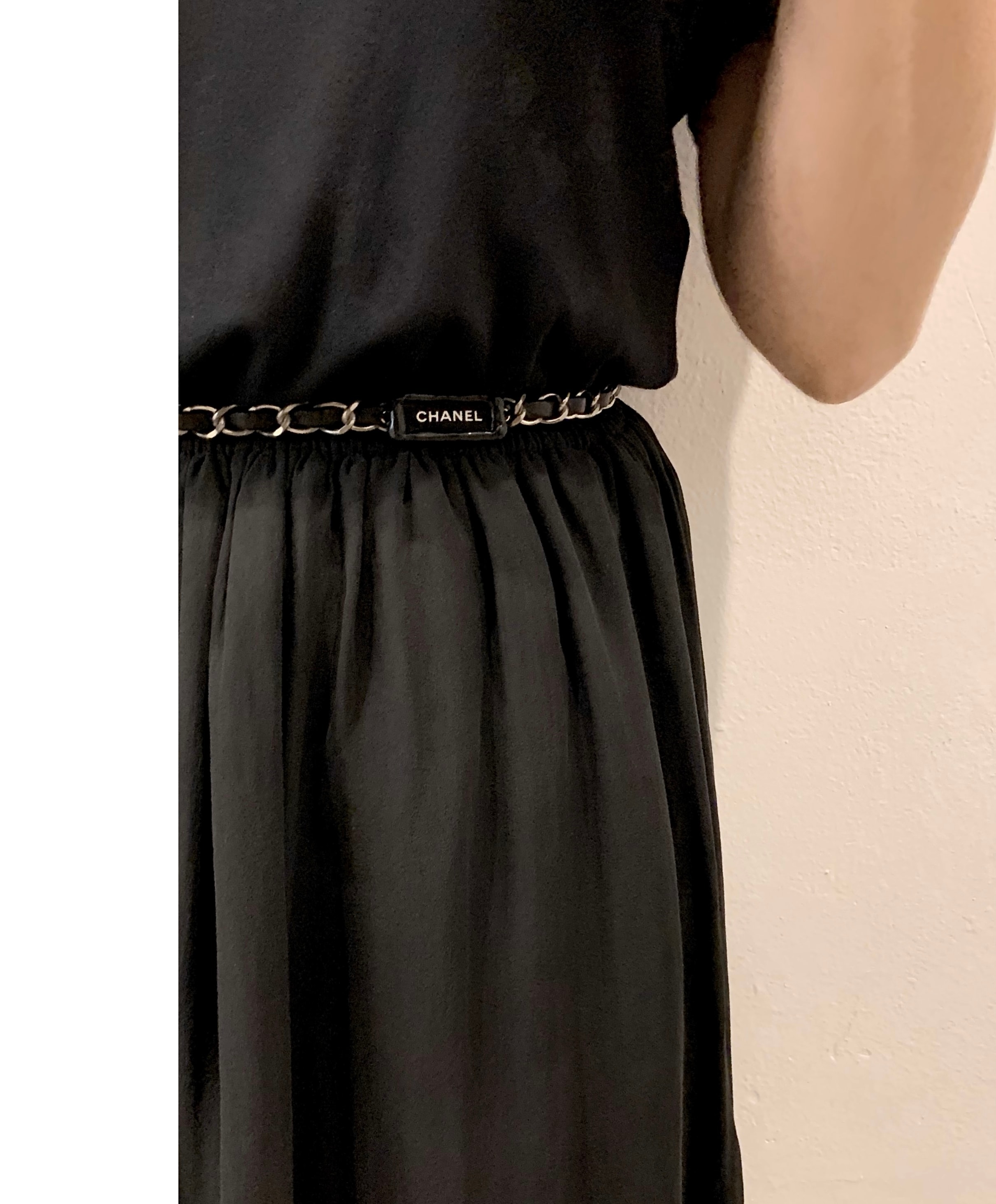 gram Iconic leather chain belt -silver