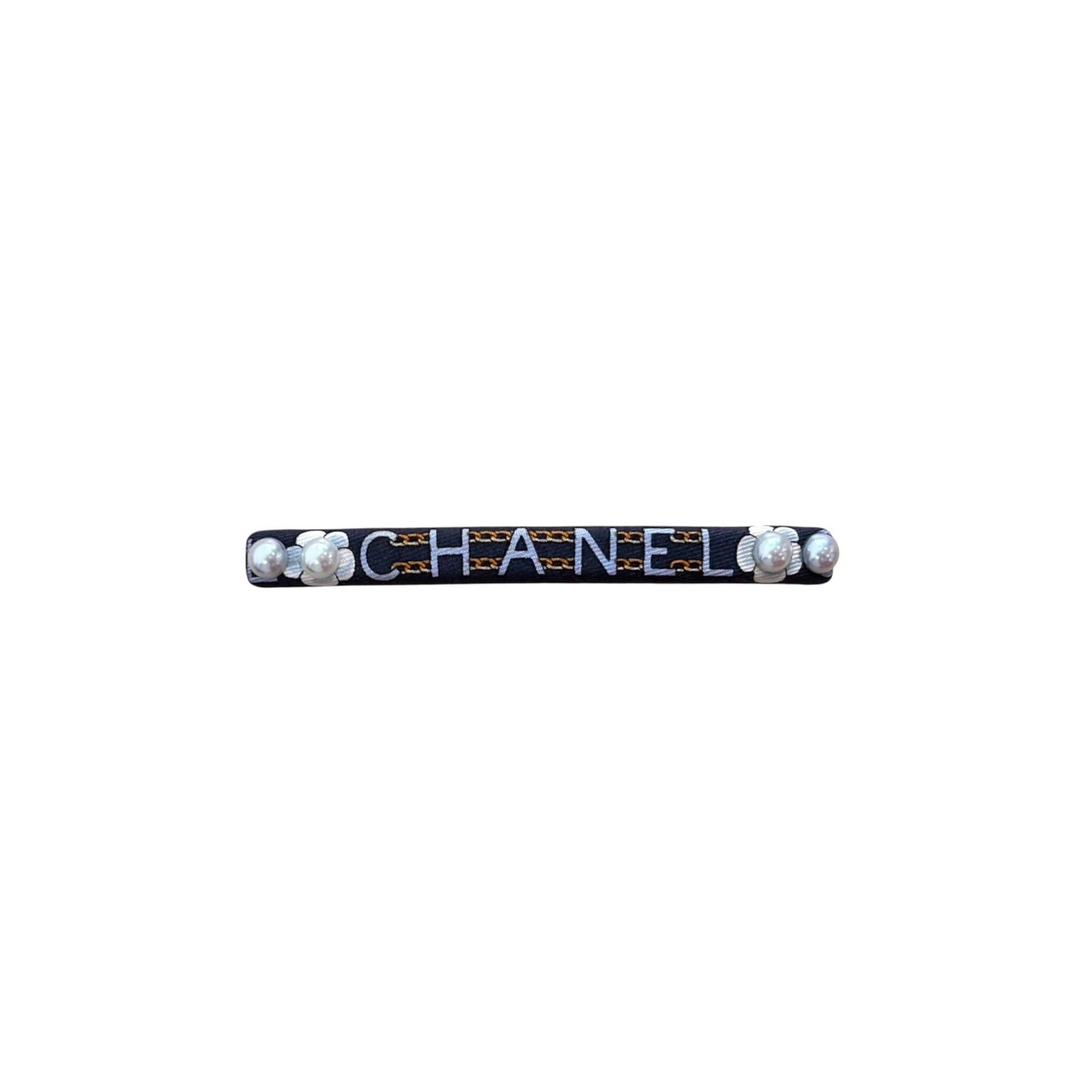 French Blue camellia pearl barrette