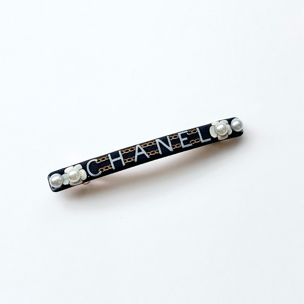 French Blue camellia pearl barrette