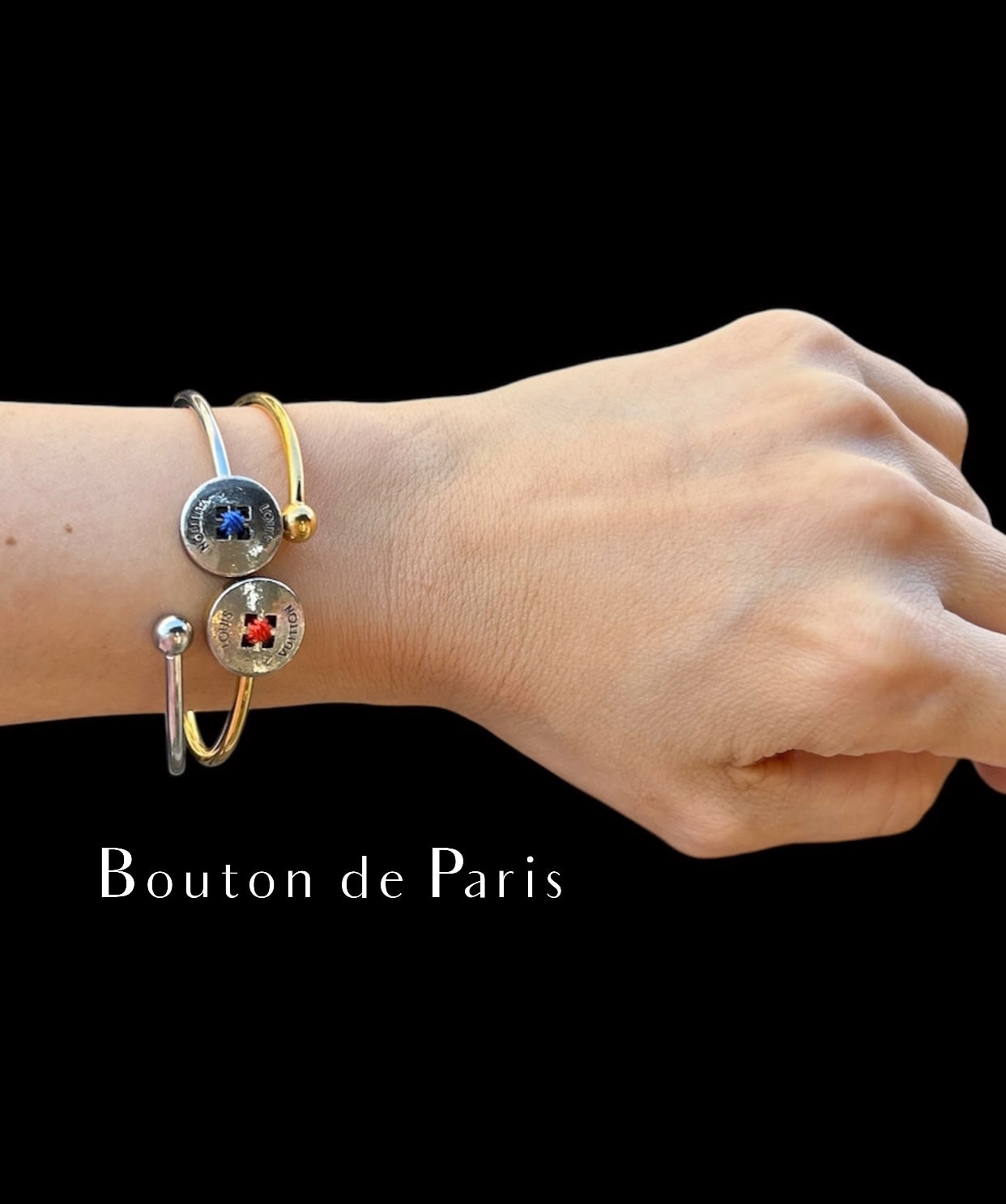 Bouton de Paris bangle -scarlet