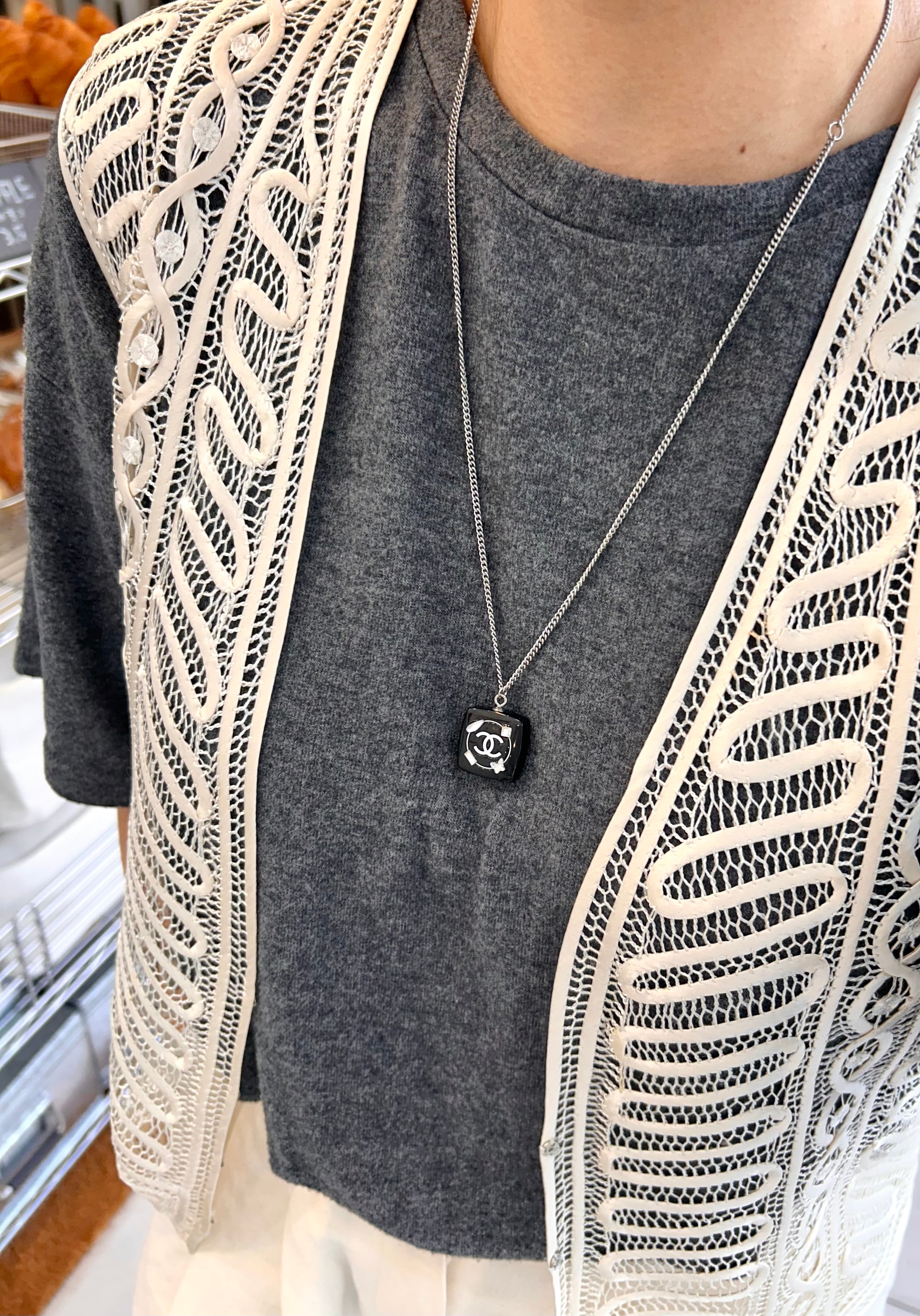Cosmetic bedazzle square necklace