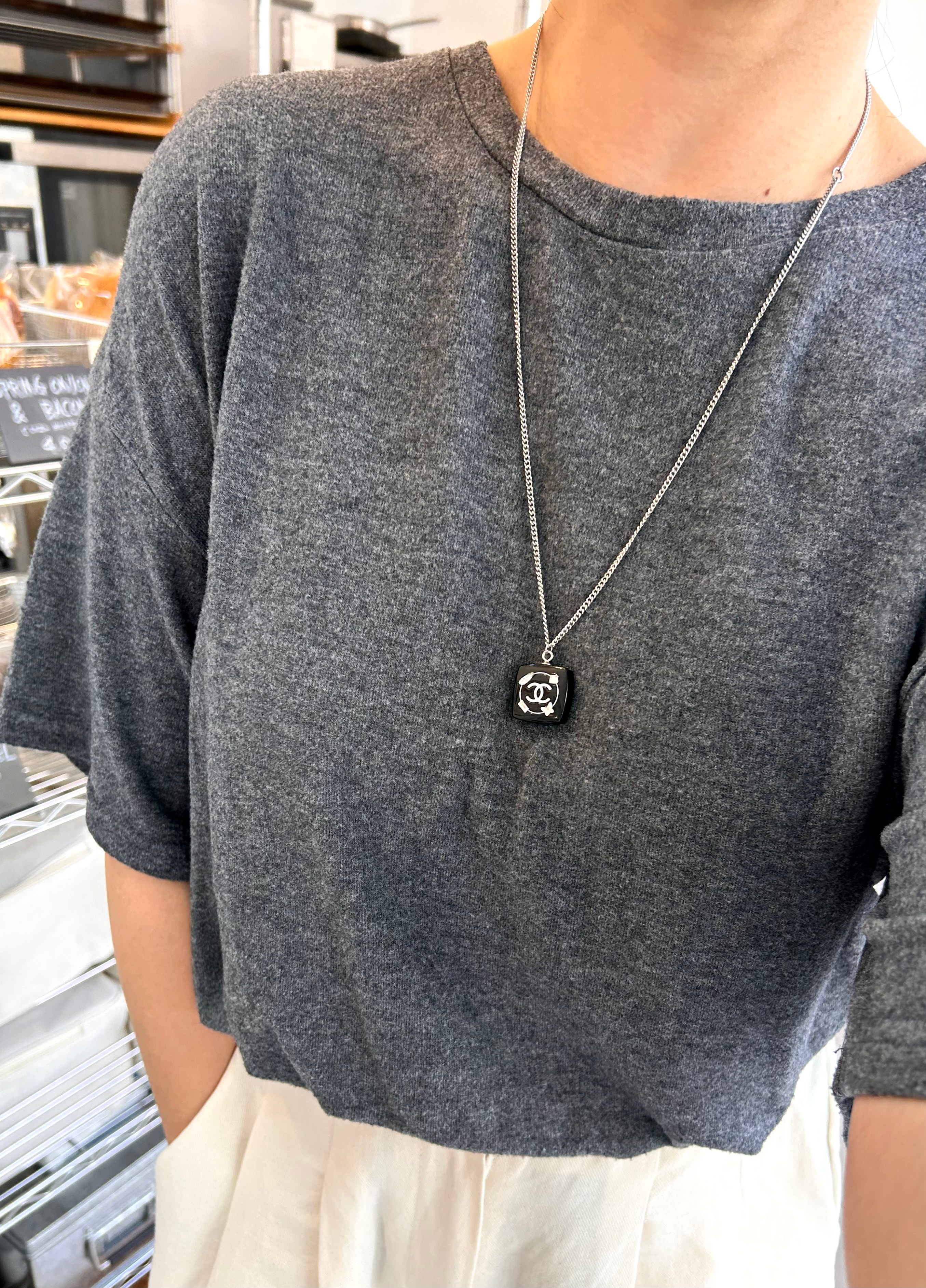 Cosmetic bedazzle square necklace