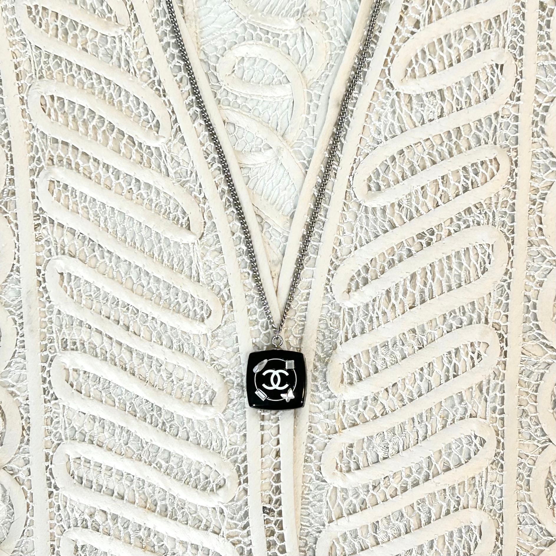 Cosmetic bedazzle square necklace