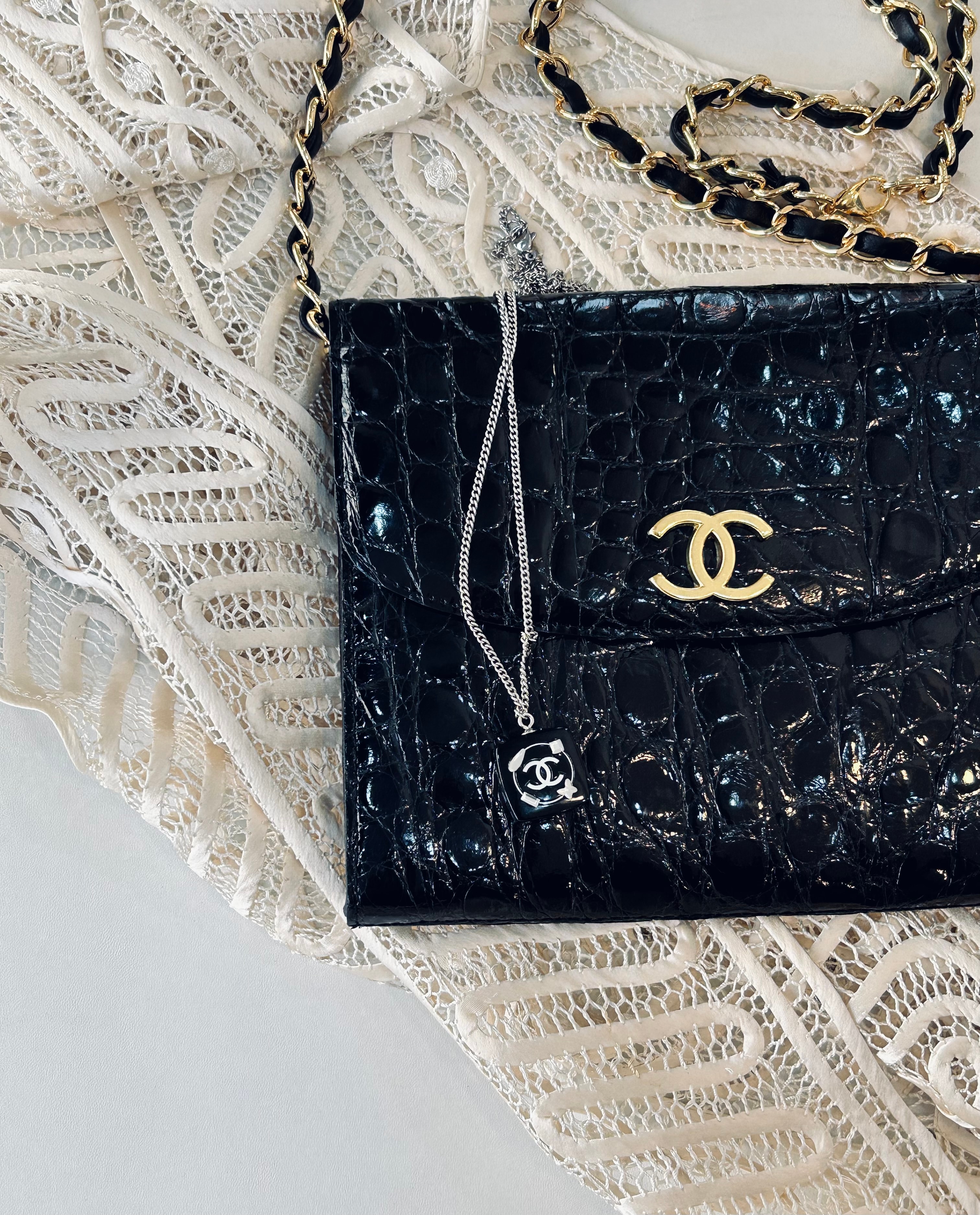 Cosmetic bedazzle square necklace