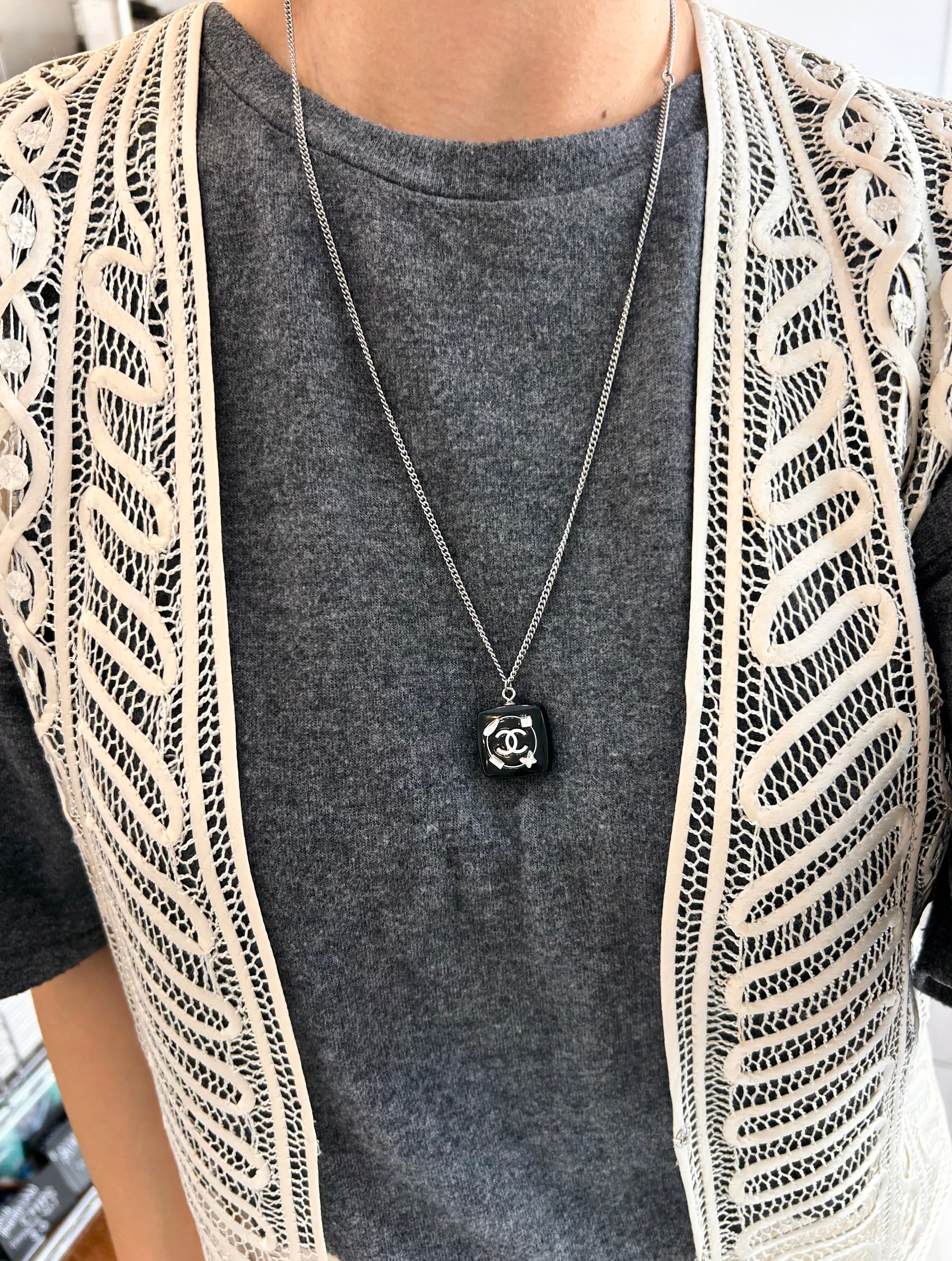 Cosmetic bedazzle square necklace