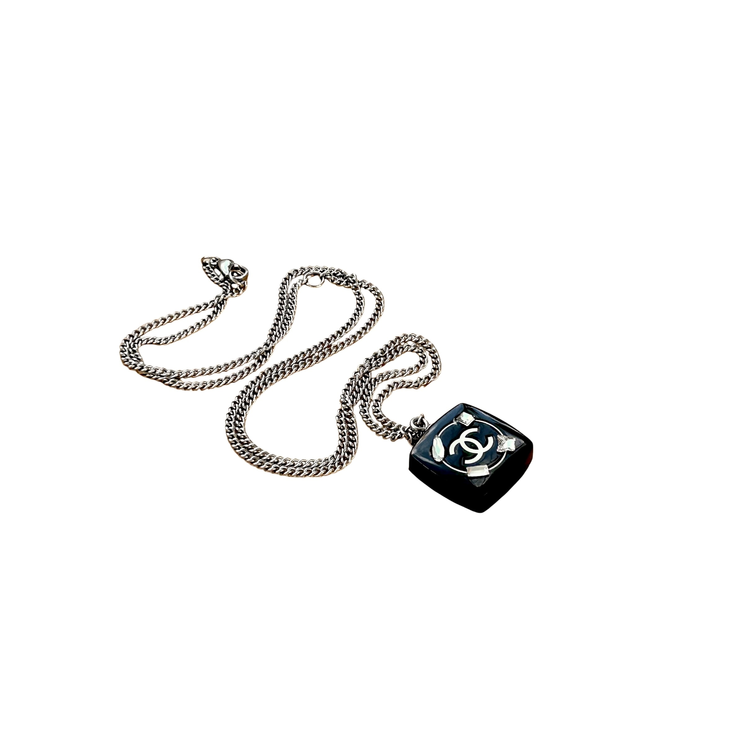 Cosmetic bedazzle square necklace